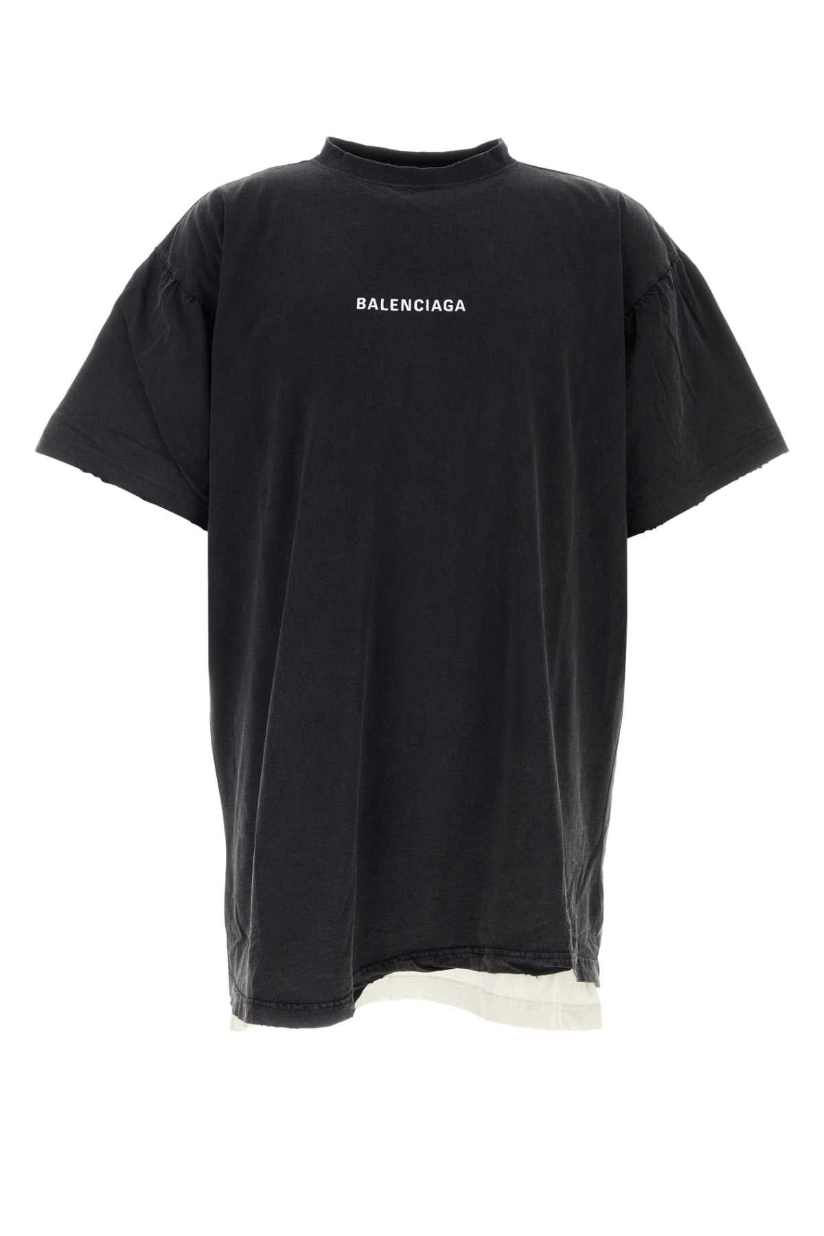 Balenciaga Slate Cotton Oversize T-Shirt Size US M / EU 48-50 / 2 - 1 Thumbnail