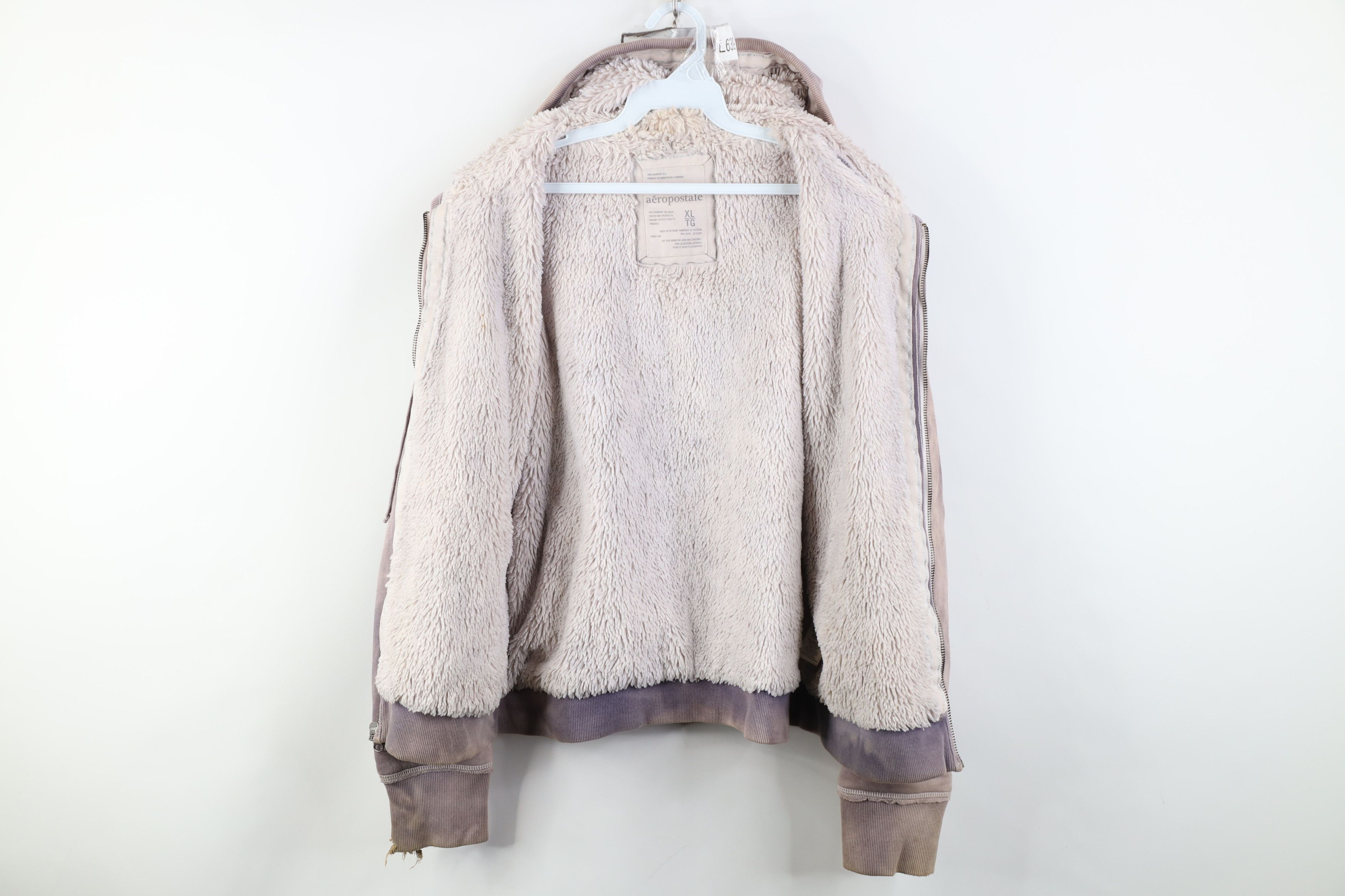 Aeropostale Vintage Y2K Aeropostale Fur Fleece Lined Babydoll Zip Hoodie Size XL / US 12-14 / IT 48-50 - 11 Thumbnail