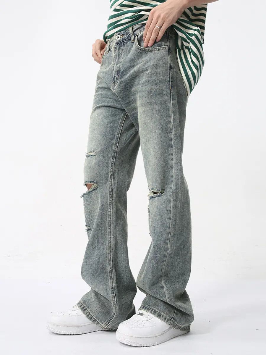 Japanese Brand Retro loose ripped micro flared jeans Size US 32 / EU 48 - 4 Thumbnail