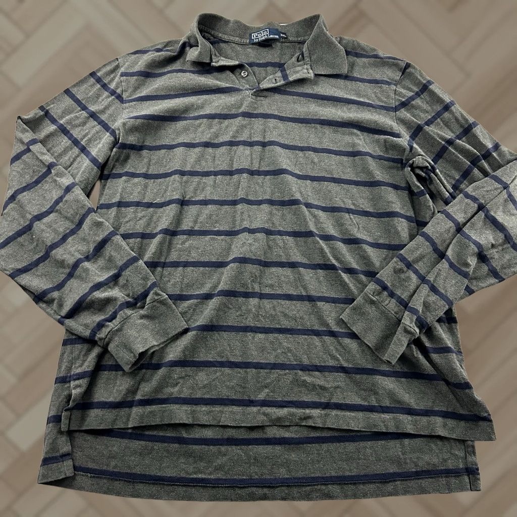 Polo Ralph Lauren VTG Polo Ralph Lauren Long Sleeve Striped Rugby Shirt Men 2XL Gray Blue Polo Ralph Lauren Shirt Mens XXL Striped Button-Up Long Sleeve Size US XXL / EU 58 / 5 - 1 Thumbnail