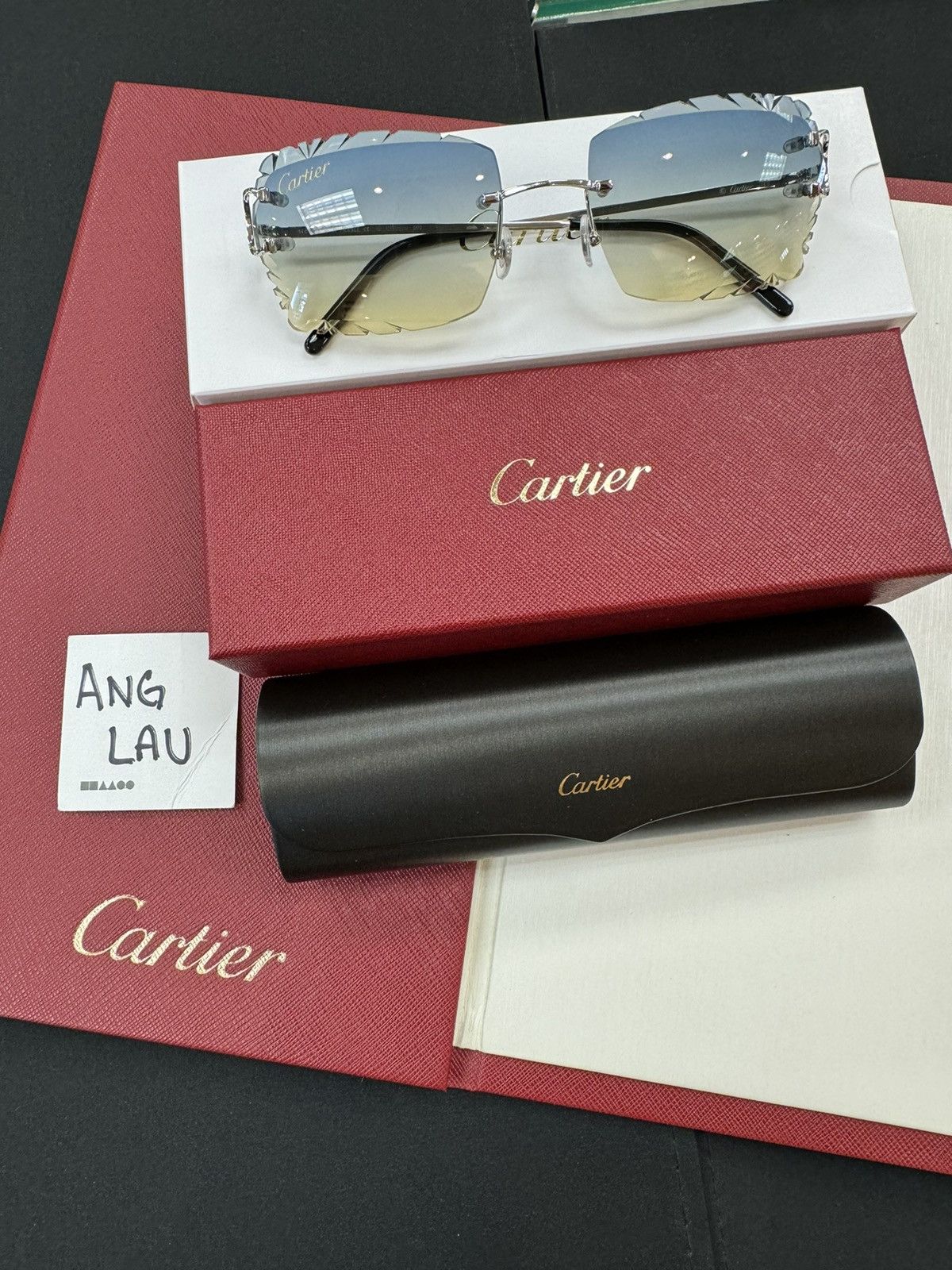 Cartier Cartier Platinum Big C with Custom Diamond Cut Lenses Size ONE SIZE - 1 Thumbnail