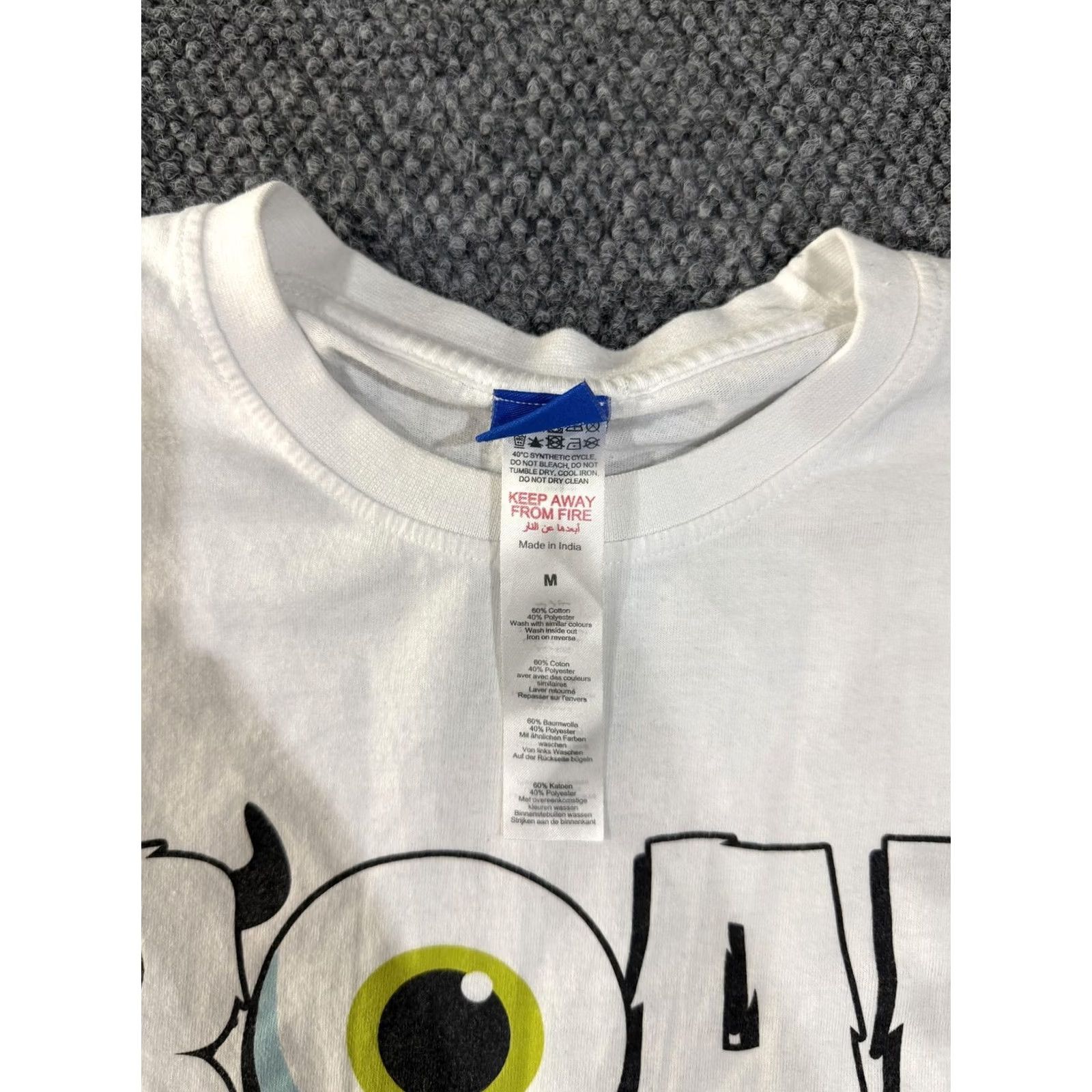 Disney Disney Pixar Monsters Inc Shirt Mens M White Graphic Tee Sulley Mike Wazowski Front Print Crew Neck Short Sleeve Cotton Polyester Jersey Tee Size US M / EU 48-50 / 2 - 4 Thumbnail