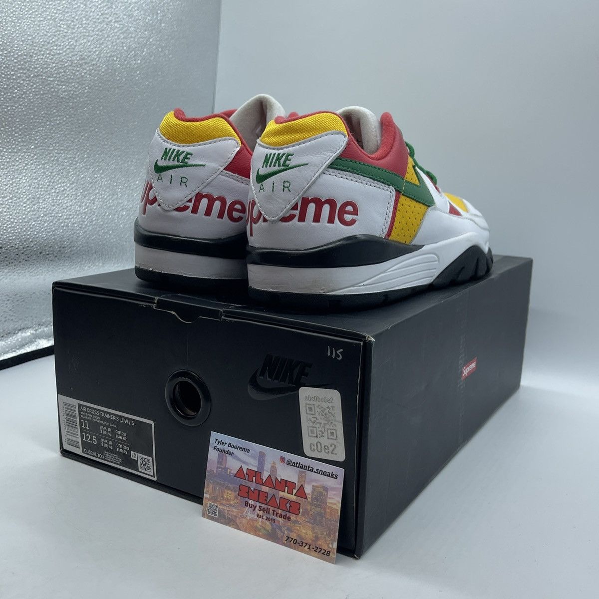 Nike Supreme x air cross trainer 3 low white university gold Size US 11 / EU 44 - 5 Thumbnail