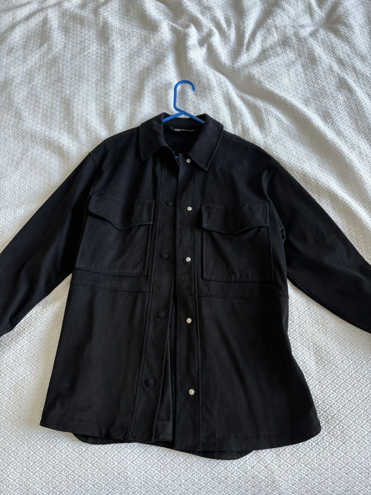Zara Zara Black Utility Faux Suede Shirt/ShacketOversized Fit-XS Size XS / US 0-2 / IT 36-38 - 5 Thumbnail