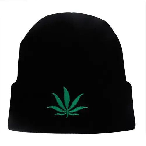 Other Black Color Weed Leaf Beanie Hat Size ONE SIZE - 3 Thumbnail