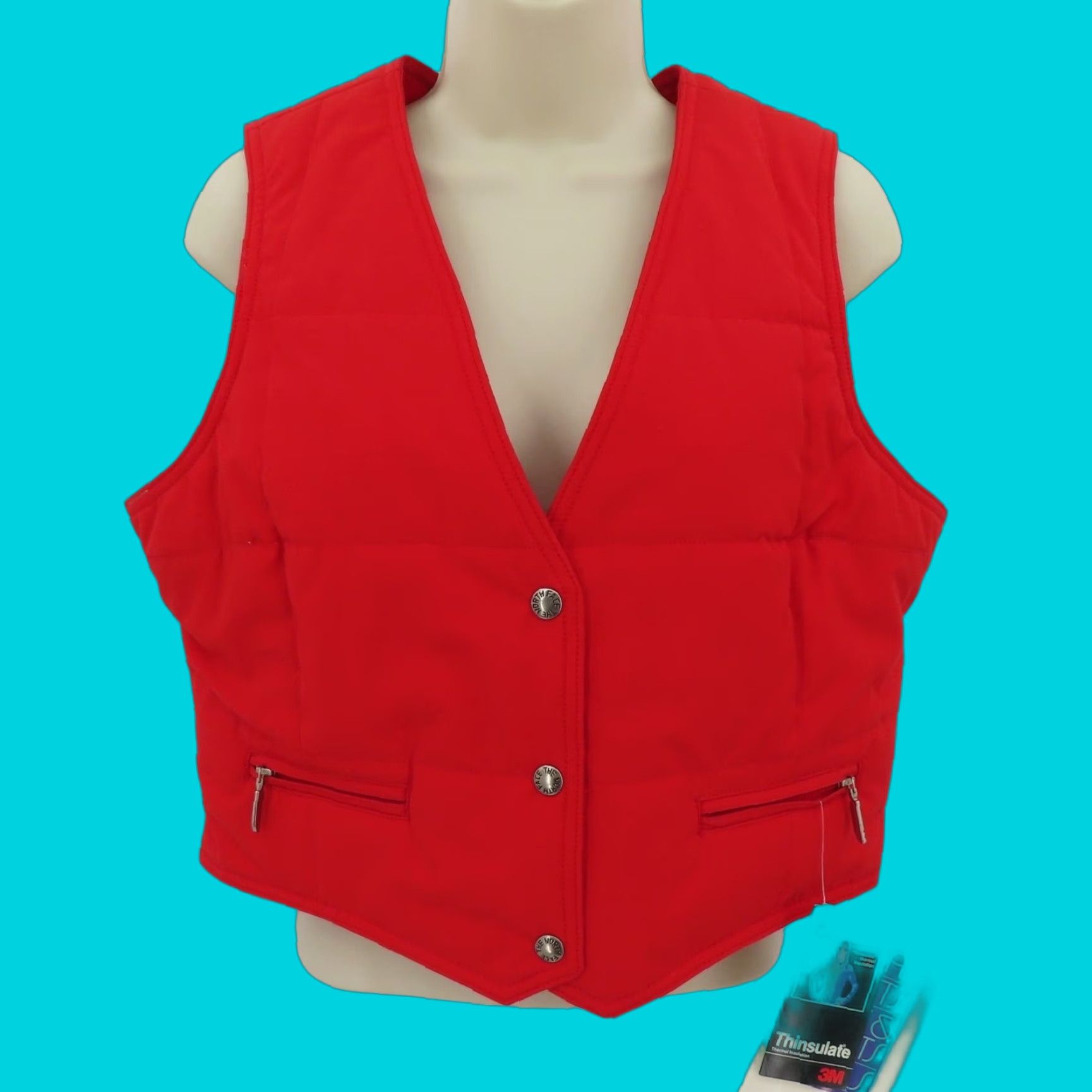 The North Face VTG The North Face Women Vest L Red Snap Front ZIP Pockets NEW Tags Solid Size L / US 10 / IT 46 - 1 Thumbnail