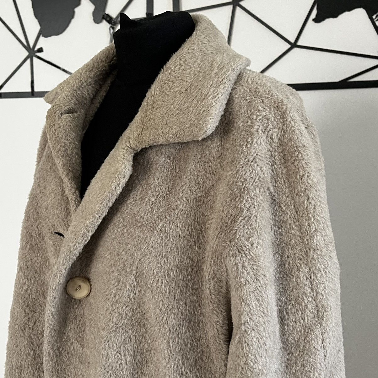 Superfine Beige woollen coat fur alpaca wool Size XL / US 12-14 / IT 48-50 - 3 Thumbnail