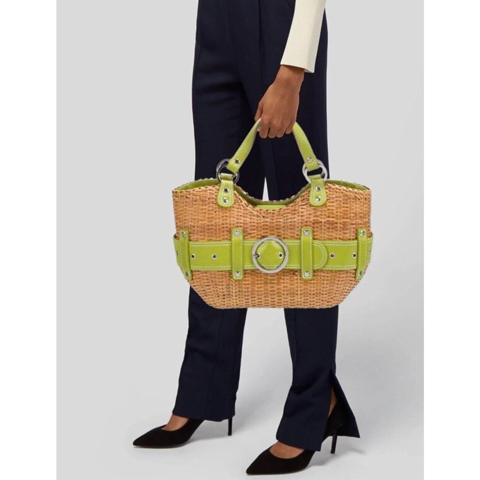 & Other Stories RAFE Leather Trim Bamboo Shoulder Brown Bag B000487 Size ONE SIZE - 2 Thumbnail