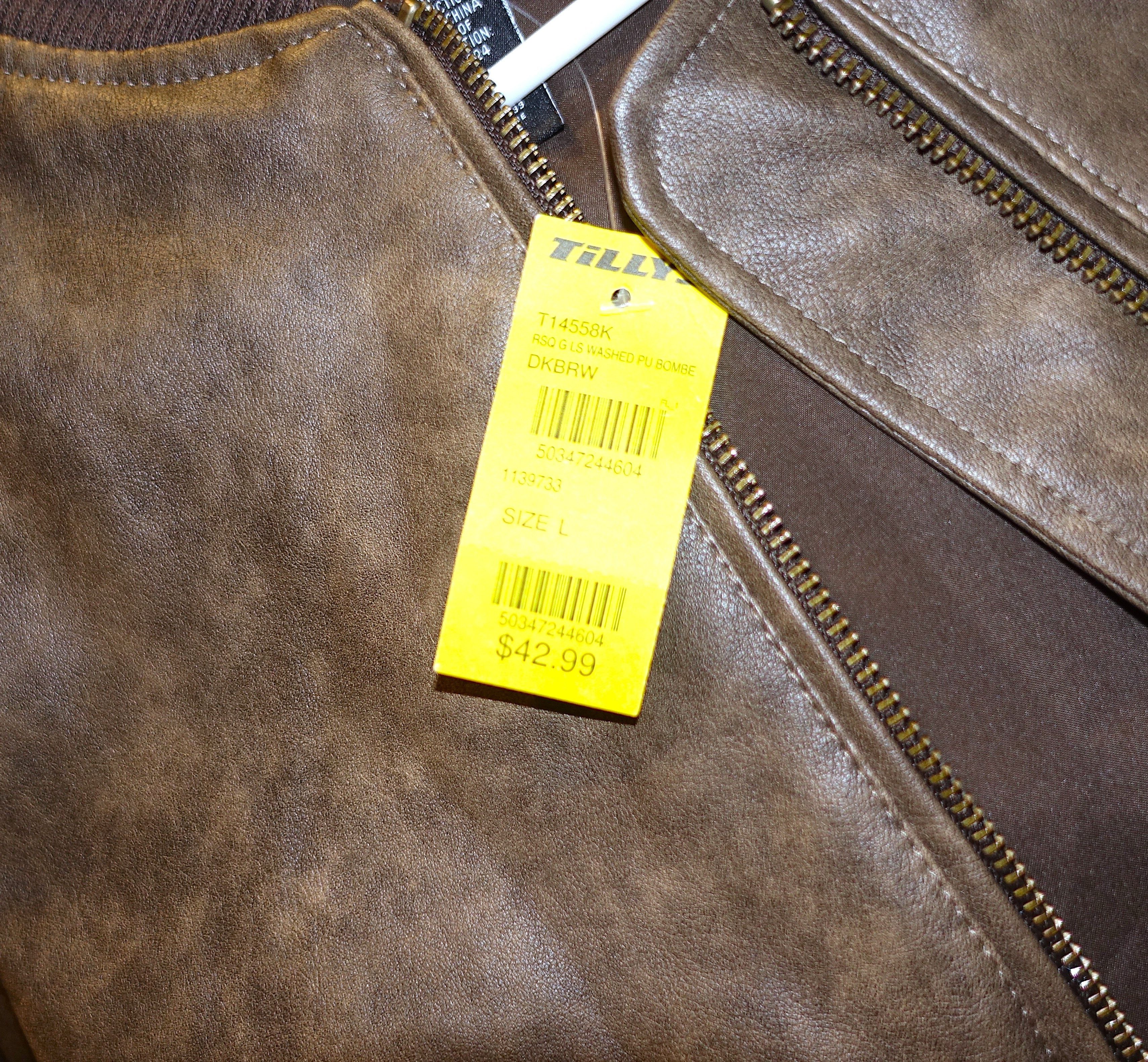 Rsq RSQ Faux Brown Leather Bomber Jacket L NWT Size L / US 10 / IT 46 - 8 Thumbnail