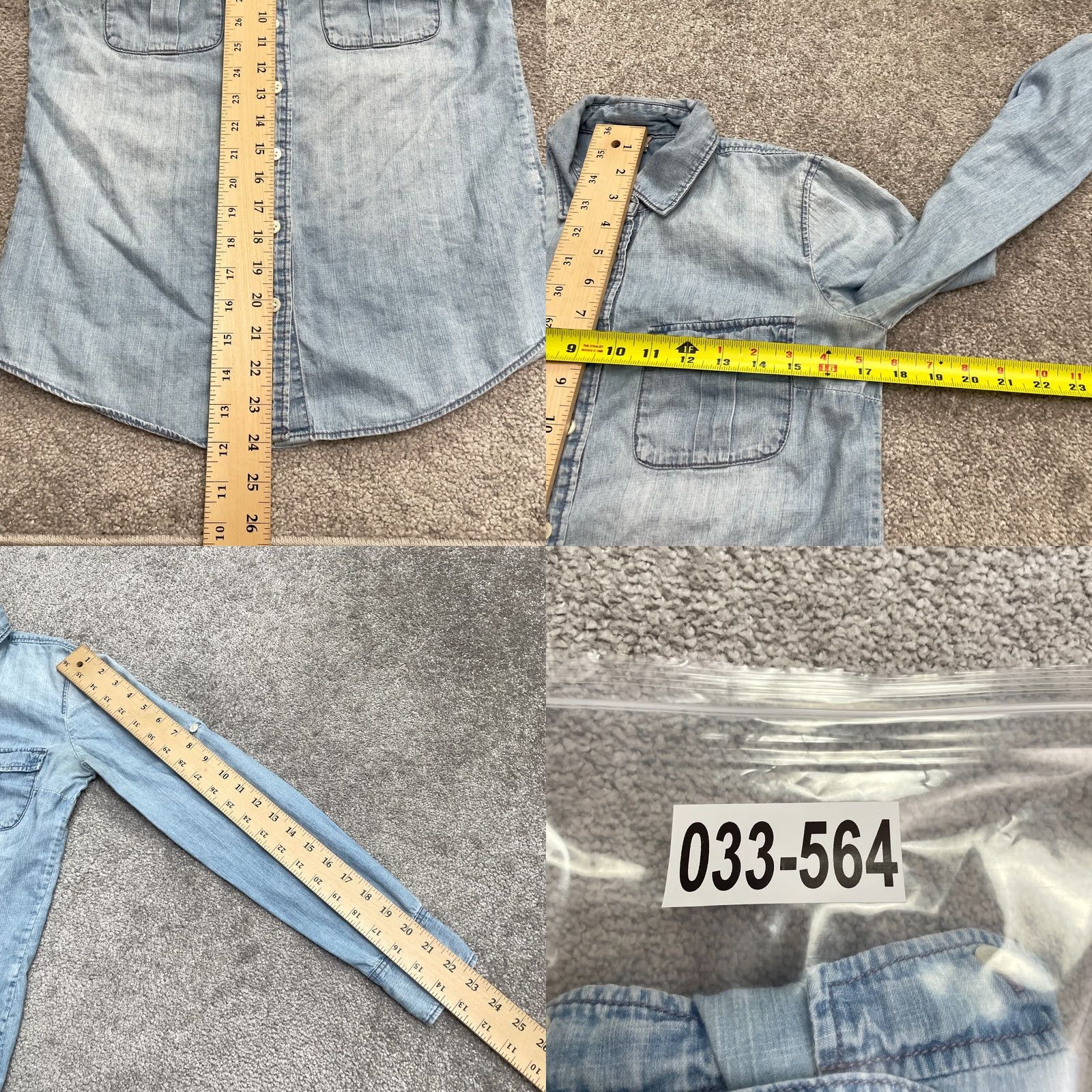 J.Crew J. Crew Chambray Western Shirt Womens 00 Blue Long Sleeve Cotton Top Size XXS / US 00 / IT 34 - 8 Thumbnail