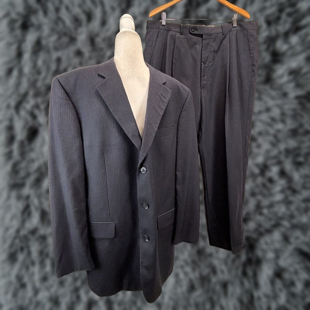 Vintage Paul Dione Plaid Suit Sz 44L Blue Plaid 2 Pc Pants Sport Jacket Made Canada Size 44L - 1 Thumbnail