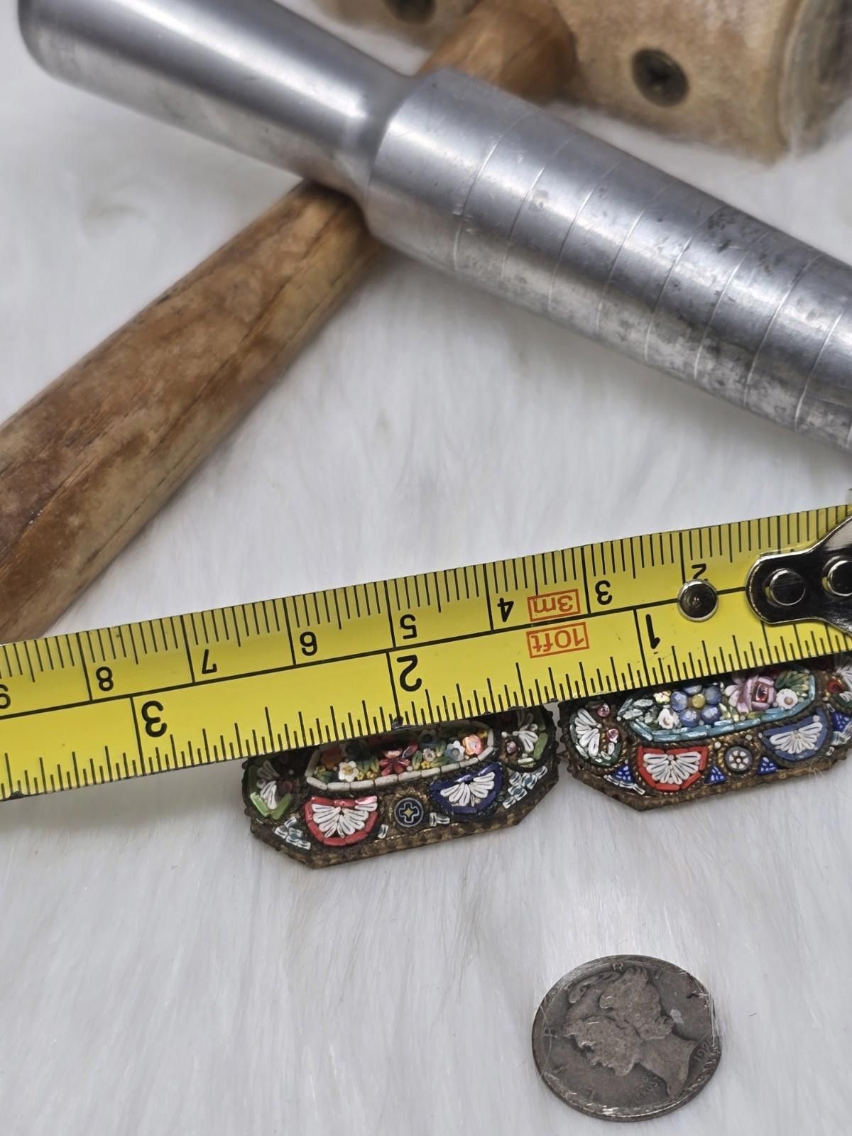 Antique Rivet Pair Antique Italian Micro Mosaic Floral Brooches Pins Size ONE SIZE - 6 Thumbnail