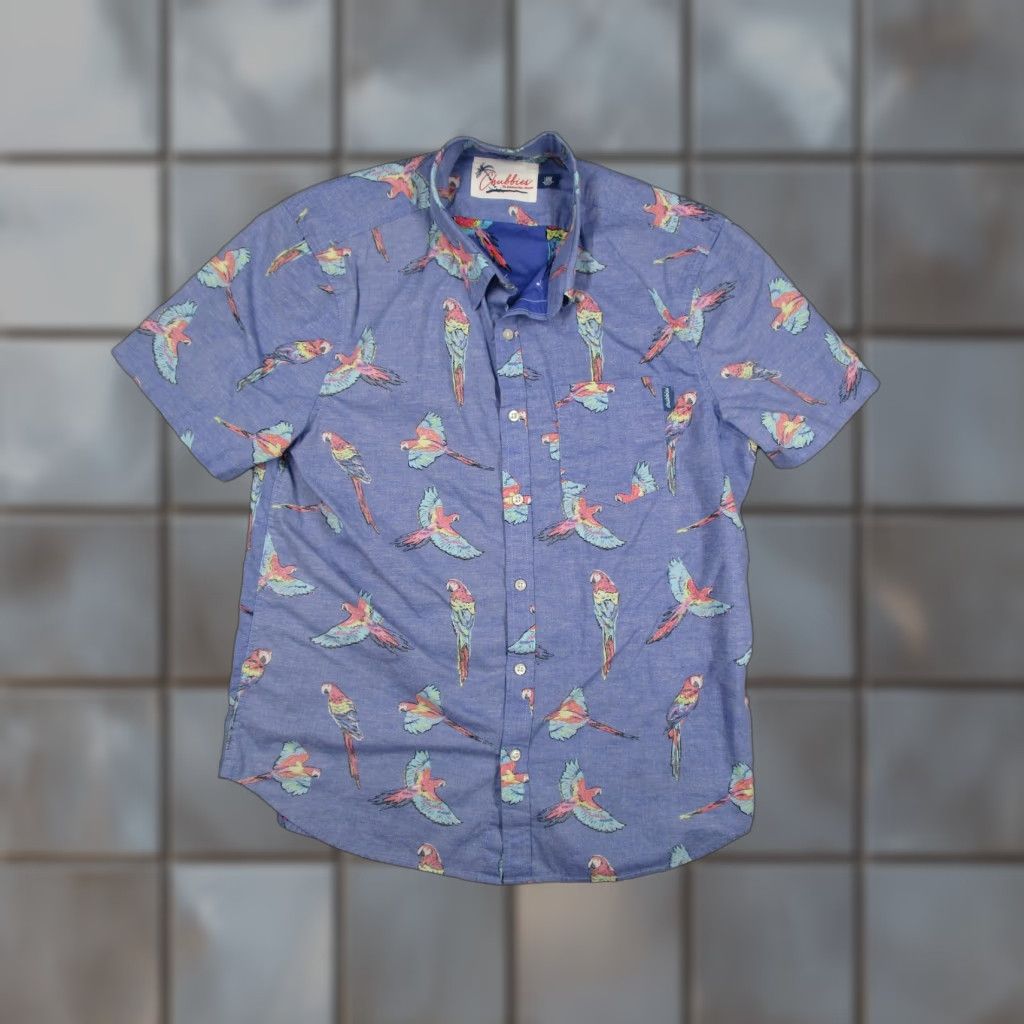 Chubbies Chubbies Shirt Mens Large Blue Parrot Print Short Sleeve Button-Down Reverse Print Tropical Size US L / EU 52-54 / 3 - 1 Thumbnail