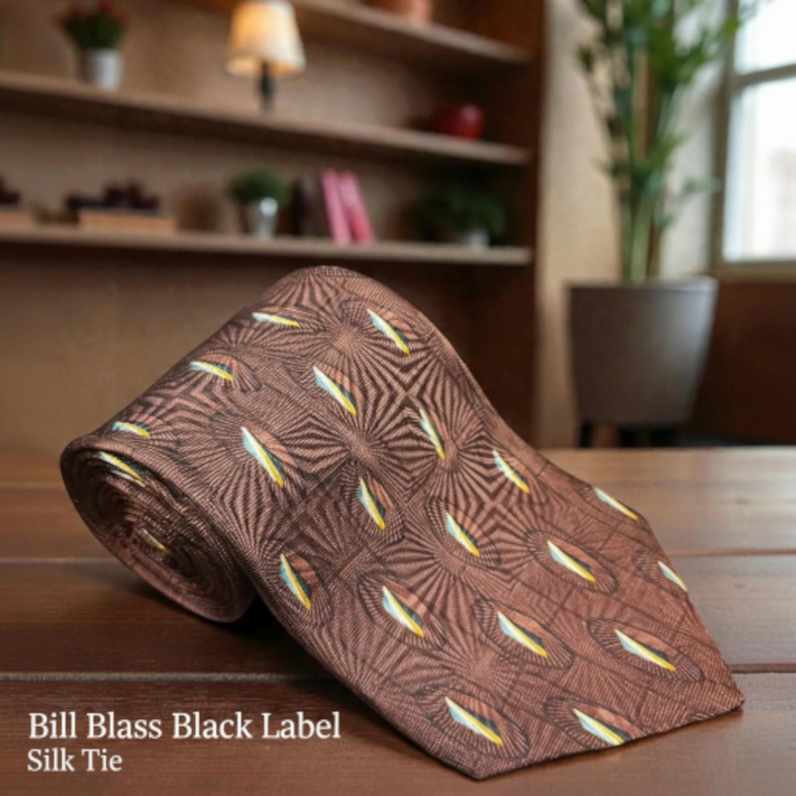 Bill Blass Bill Blass Black Label Silk Tie Brown Feather Pattern Size ONE SIZE - 1 Thumbnail