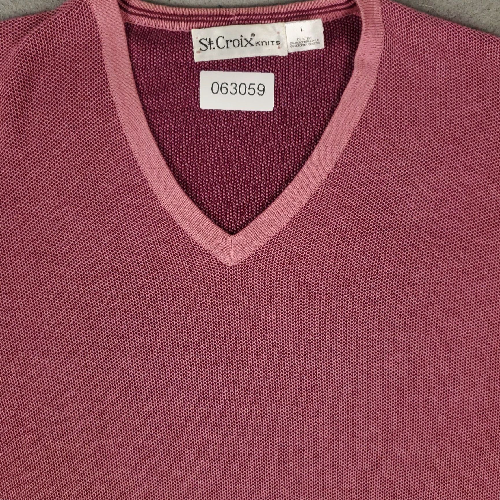 Vintage VINTAGE St Croix Sweater Shirt Mens L Mulberry Pink V-Neck Knit Pullover Logo 3-Season Casual Mens Size US L / EU 52-54 / 3 - 2 Thumbnail