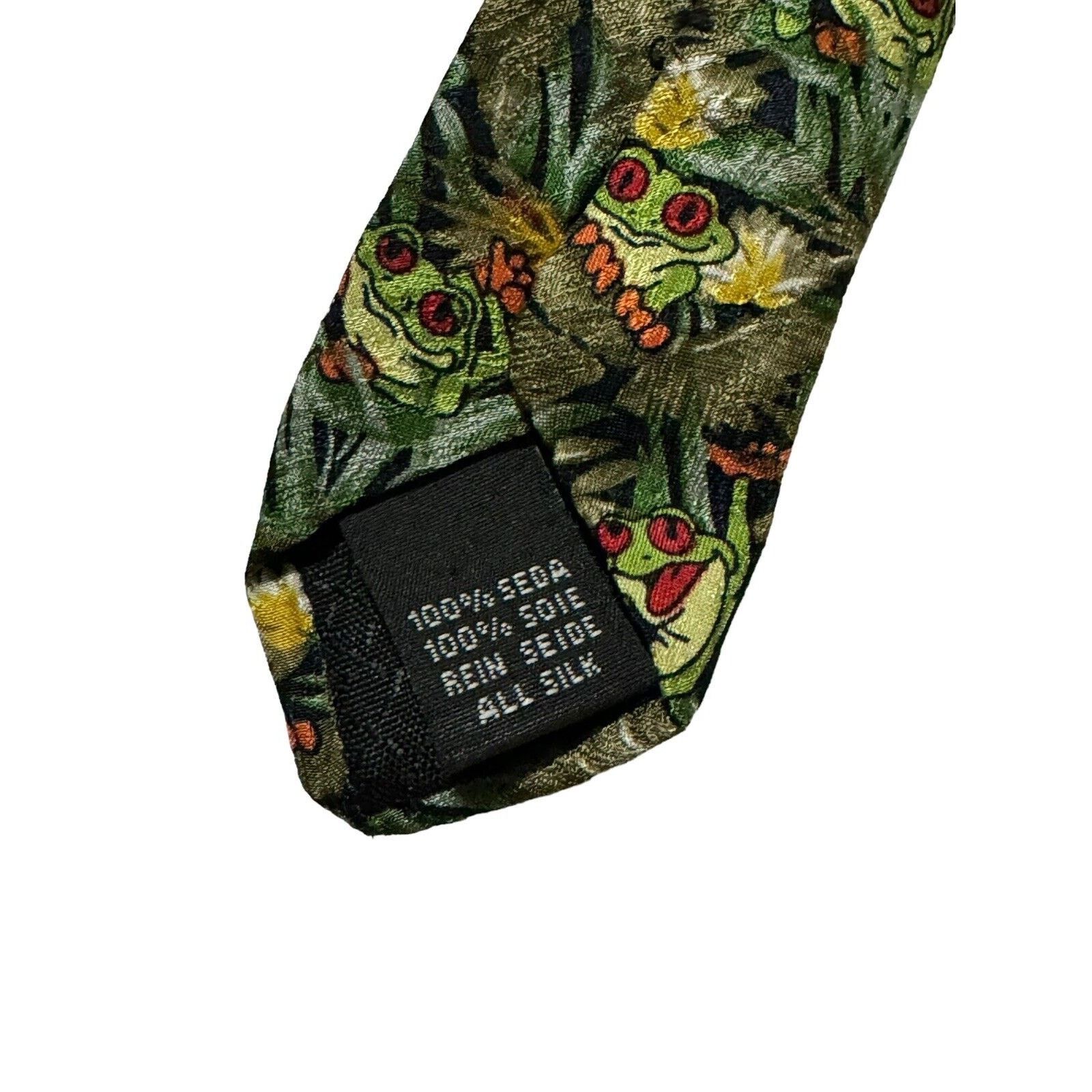 Other Rainforest Cafe Tree Frogs 100% Silk Vintage Necktie Size ONE SIZE - 6 Thumbnail