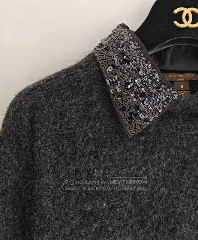 Louis Vuitton Louis Vuitton Gray Wool Knit Short Sleeve Sweater . Size S / US 4 / IT 40 - 3 Thumbnail