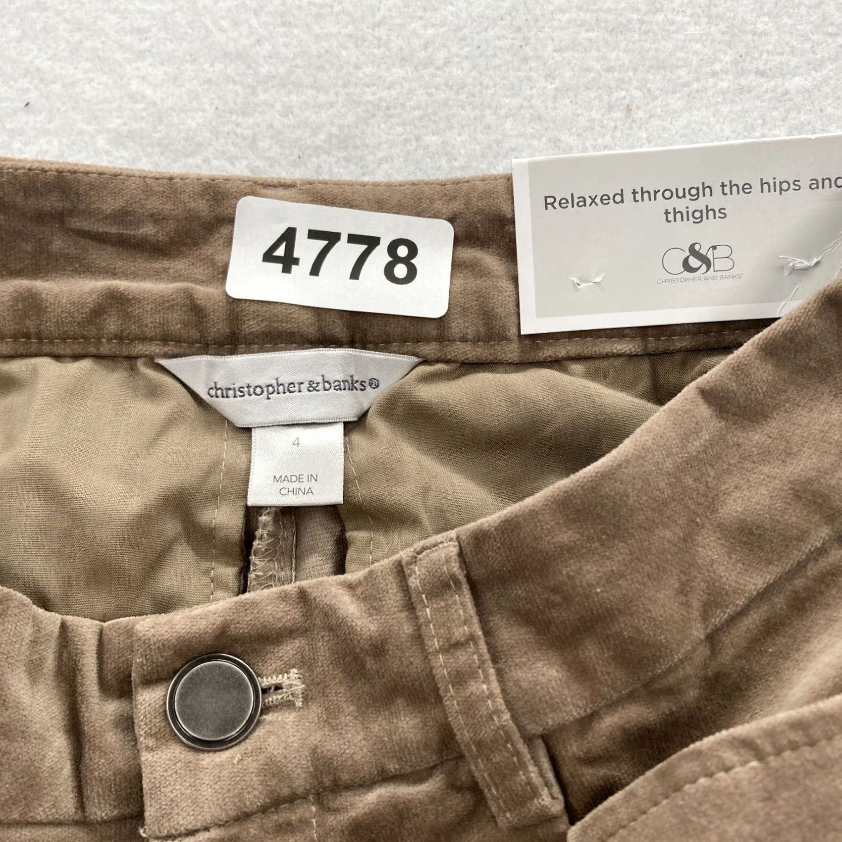 Vintage Christopher & Banks Women's 4 Slim Fit Straight Leg Pants Brown Stretch Fabric Cotton Blend Spandex Casual Chino 28 in Inseam 30 in Size 4 Womens Size 28" / US 6 / IT 42 - 4 Thumbnail