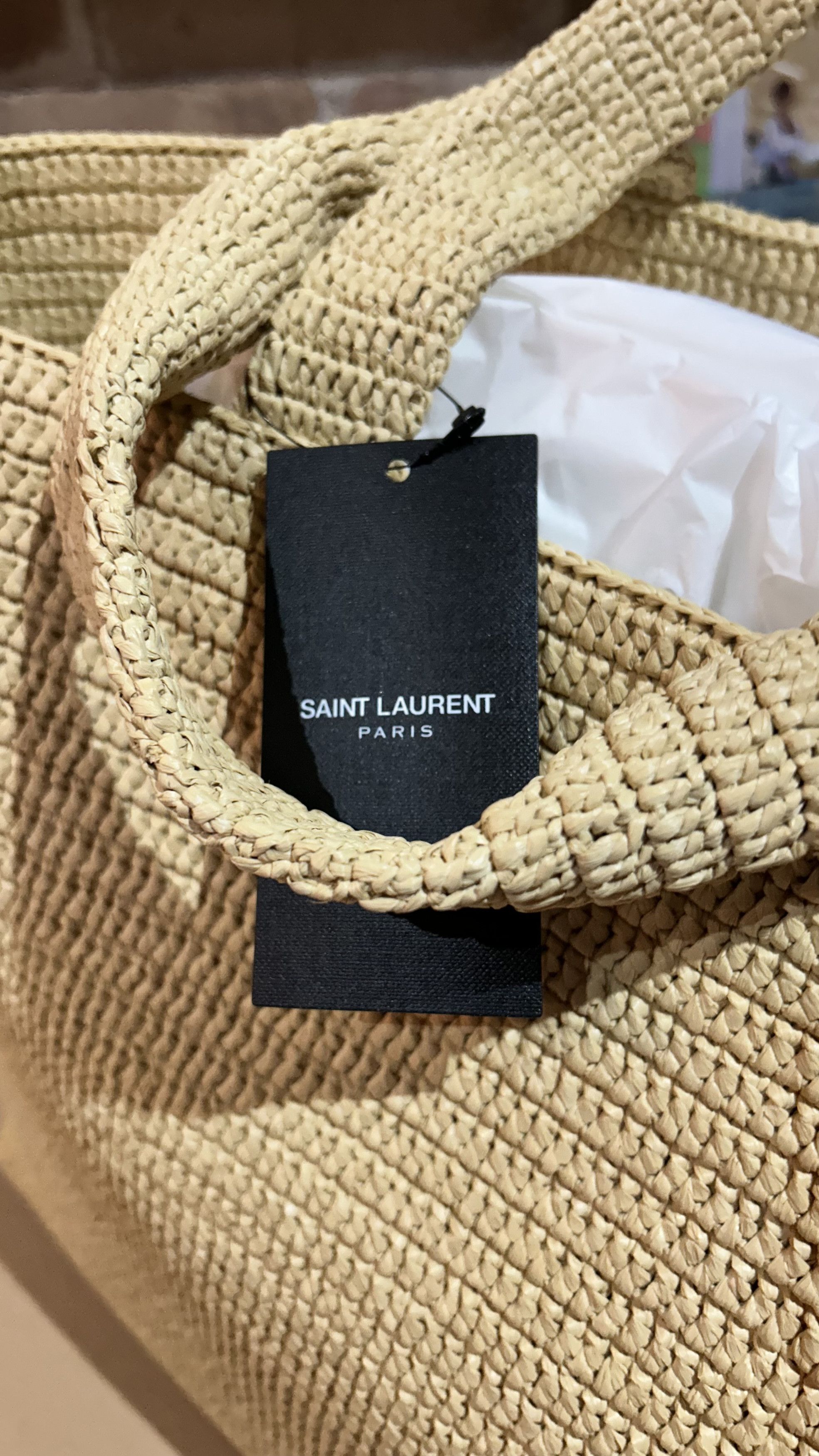 Saint Laurent Paris Saint Laurent Logo Supple Embroidered Raffia tote bag Size ONE SIZE - 4 Thumbnail