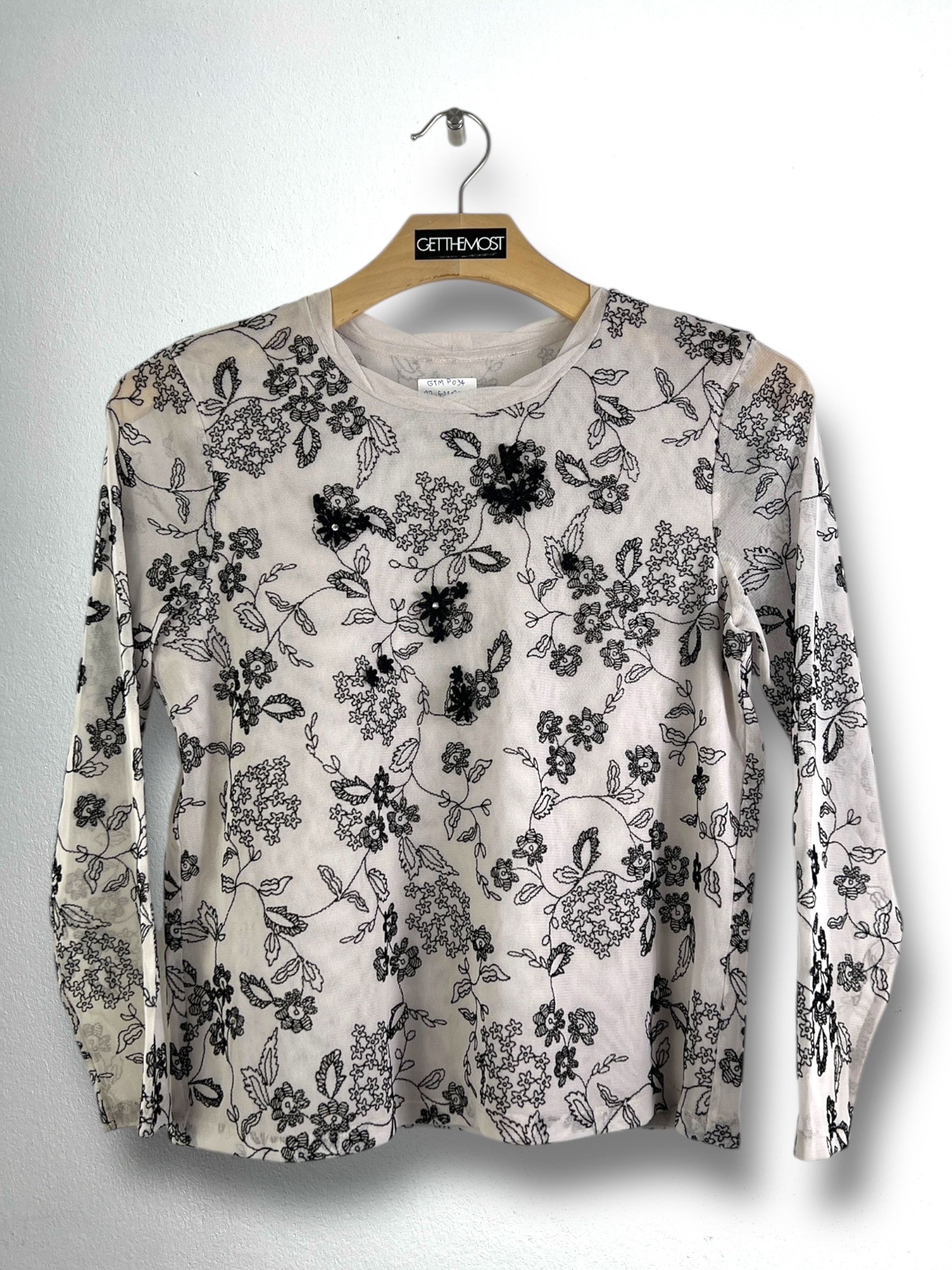 Japanese Brand Jane More Y2K Floral Embroidery See Through (M) GTMP034 Size M / US 6-8 / IT 42-44 - 1 Thumbnail
