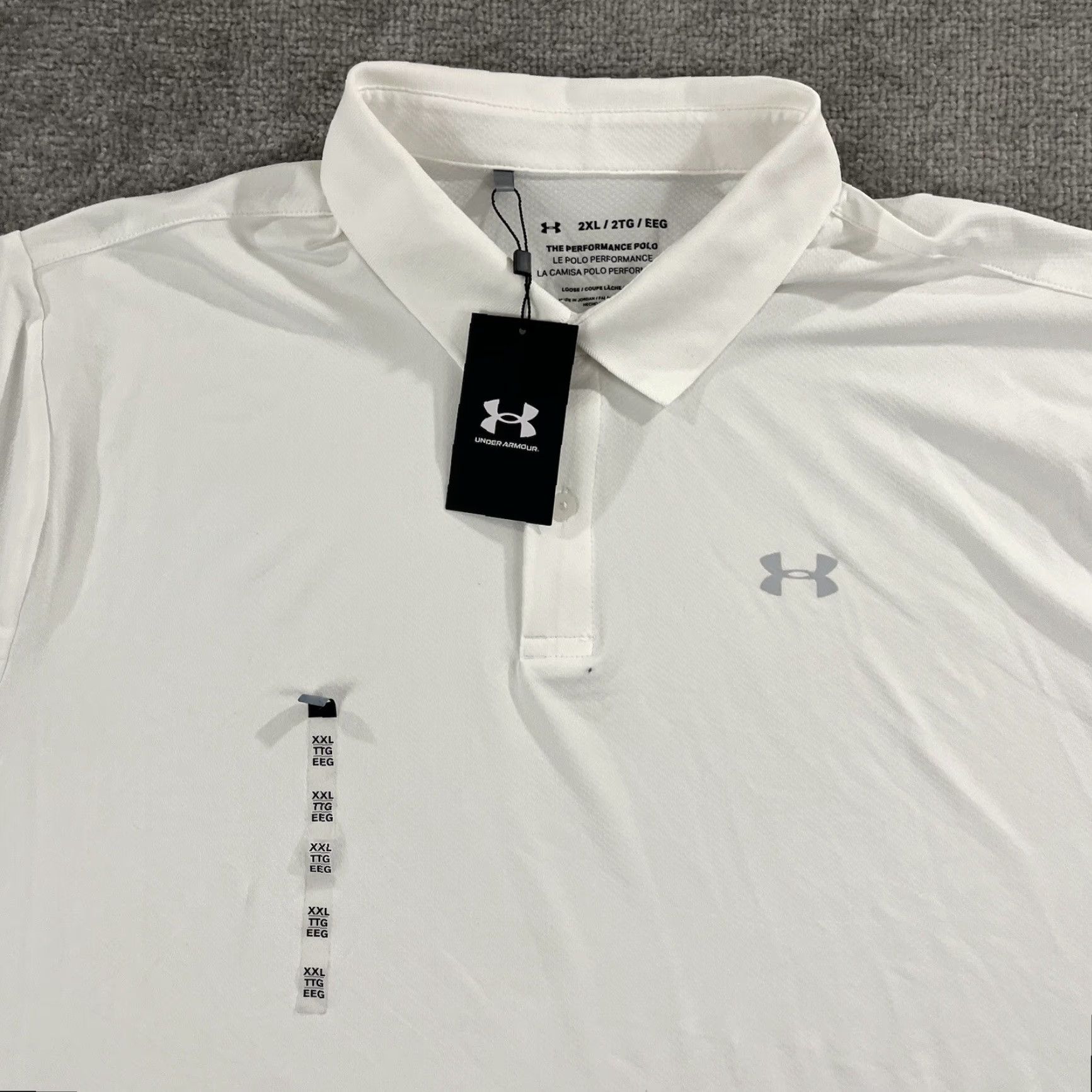Under Armour Under Armour Polo Shirt Mens 2XL White Stretch Sport S/S NEW Size US XXL / EU 58 / 5 - 2 Thumbnail