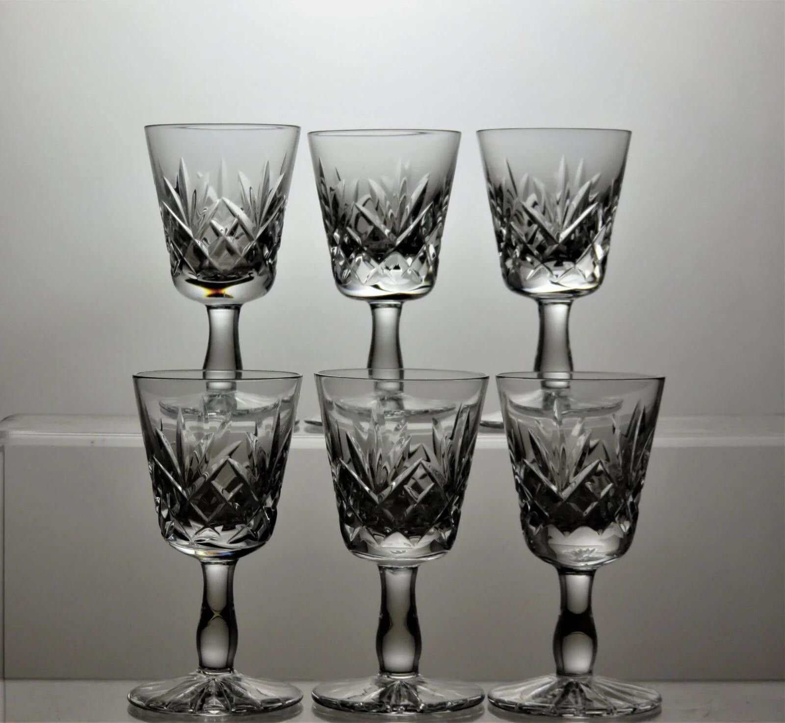 The Unbranded Brand Vintage Lead Crystal Cut Glass Set Of 6 Liqueur Glasses 3" Size ONE SIZE - 2 Thumbnail