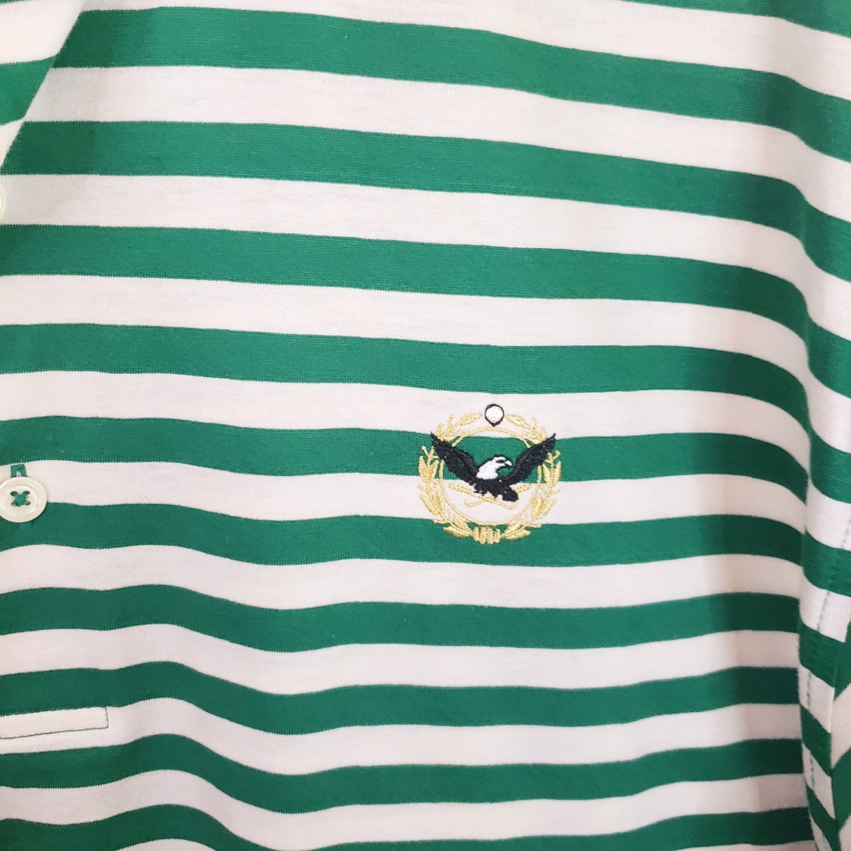 Vintage Martin Polo Shirt Men L Green White Short Sleeve Pima Cotton Striped Polo Golf Casual Stretch Size US L / EU 52-54 / 3 - 5 Thumbnail