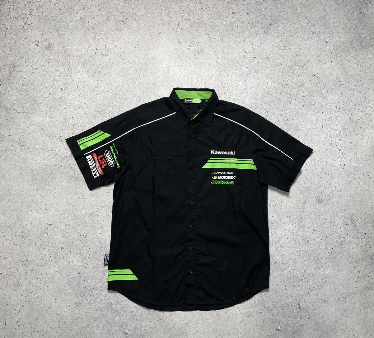 NASCAR Vintage Kawasaki Racing Team Short Sleeve Button Shirt Y2K Size US XL / EU 56 / 4 - 2 Thumbnail