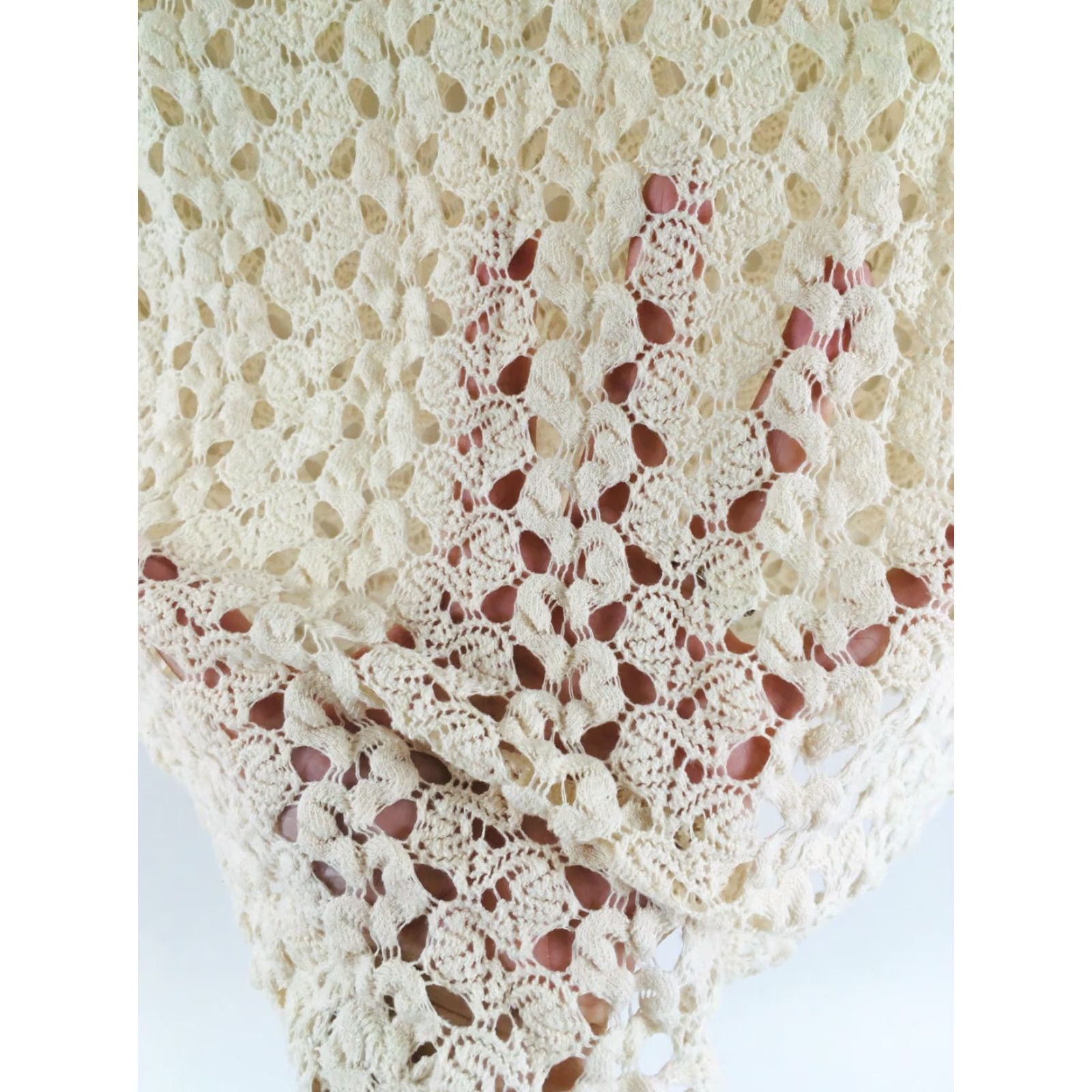 Vintage Staring at Stars Shirt Women XS Ivory Round Neck Short Sleeve Crochet Vintage: No Size XS / US 0-2 / IT 36-38 - 5 Thumbnail