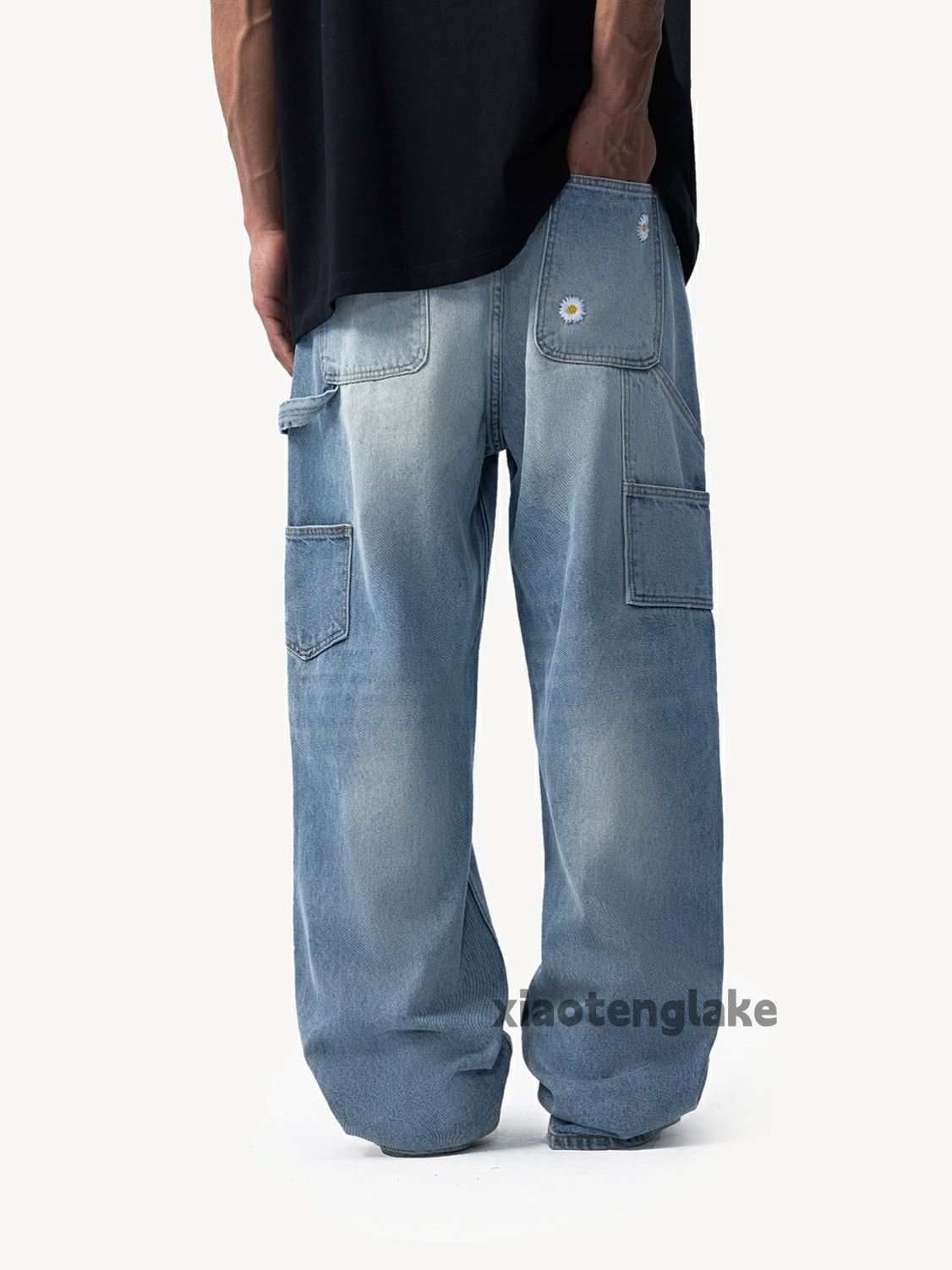 Jean × Vintage washed faded loose baggy pattern skate hiphop jeans Size US 30 / EU 46 - 4 Thumbnail