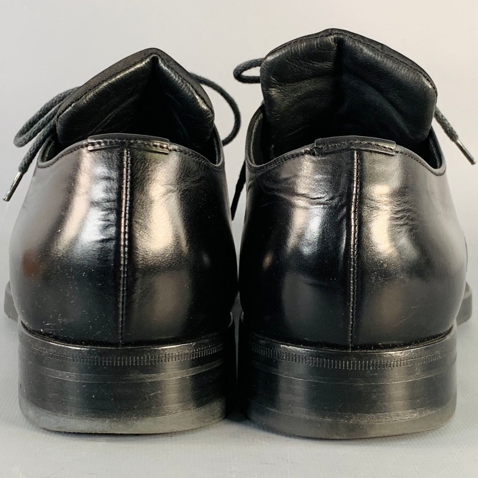 Prada PRADA Size 10 Black Leather Nylon Derby Lace-Up Shoes Size US 10 / EU 43 - 3 Thumbnail