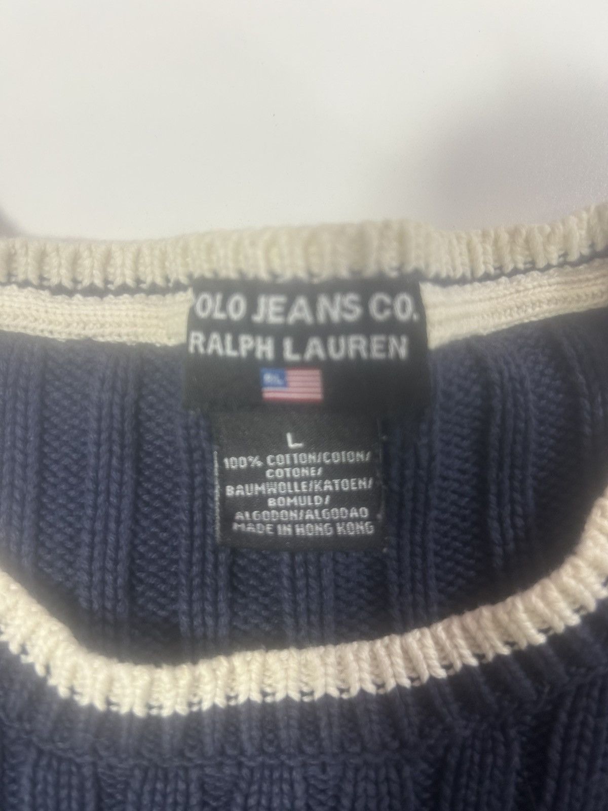 Polo Ralph Lauren RALPH LAUREN POLO JEANS VINTAGE COTTON RIBBED JUMPER SWEATER Size L / US 10 / IT 46 - 3 Thumbnail
