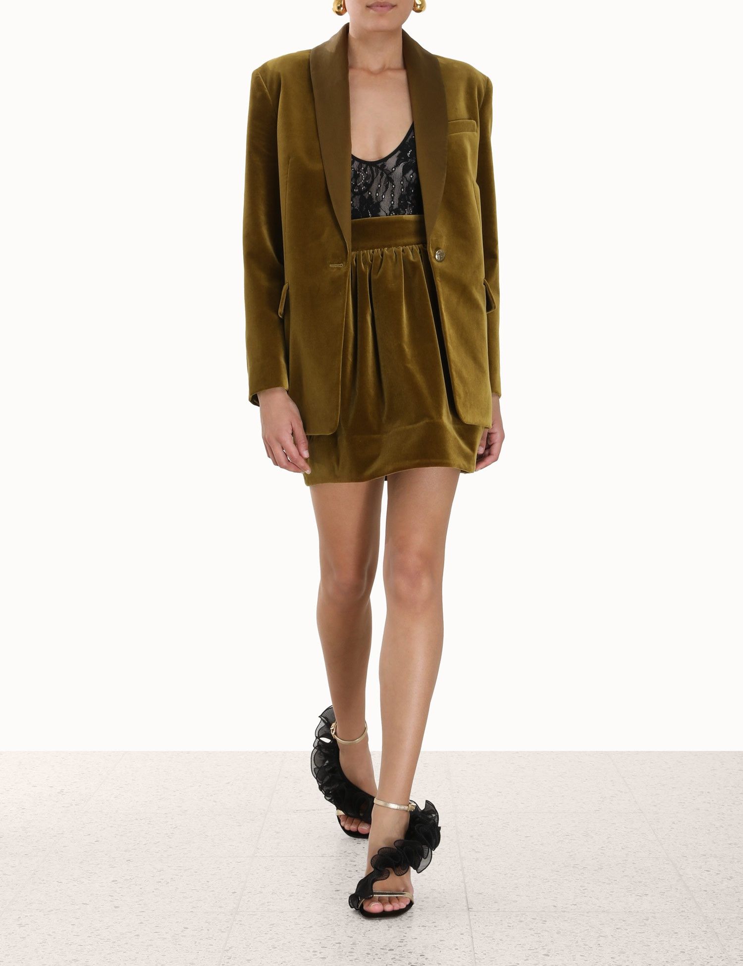Zimmermann oc11z0225 Lyrical Velvet Dinner Jacket in Yellow Size L / US 10 / IT 46 - 2 Thumbnail