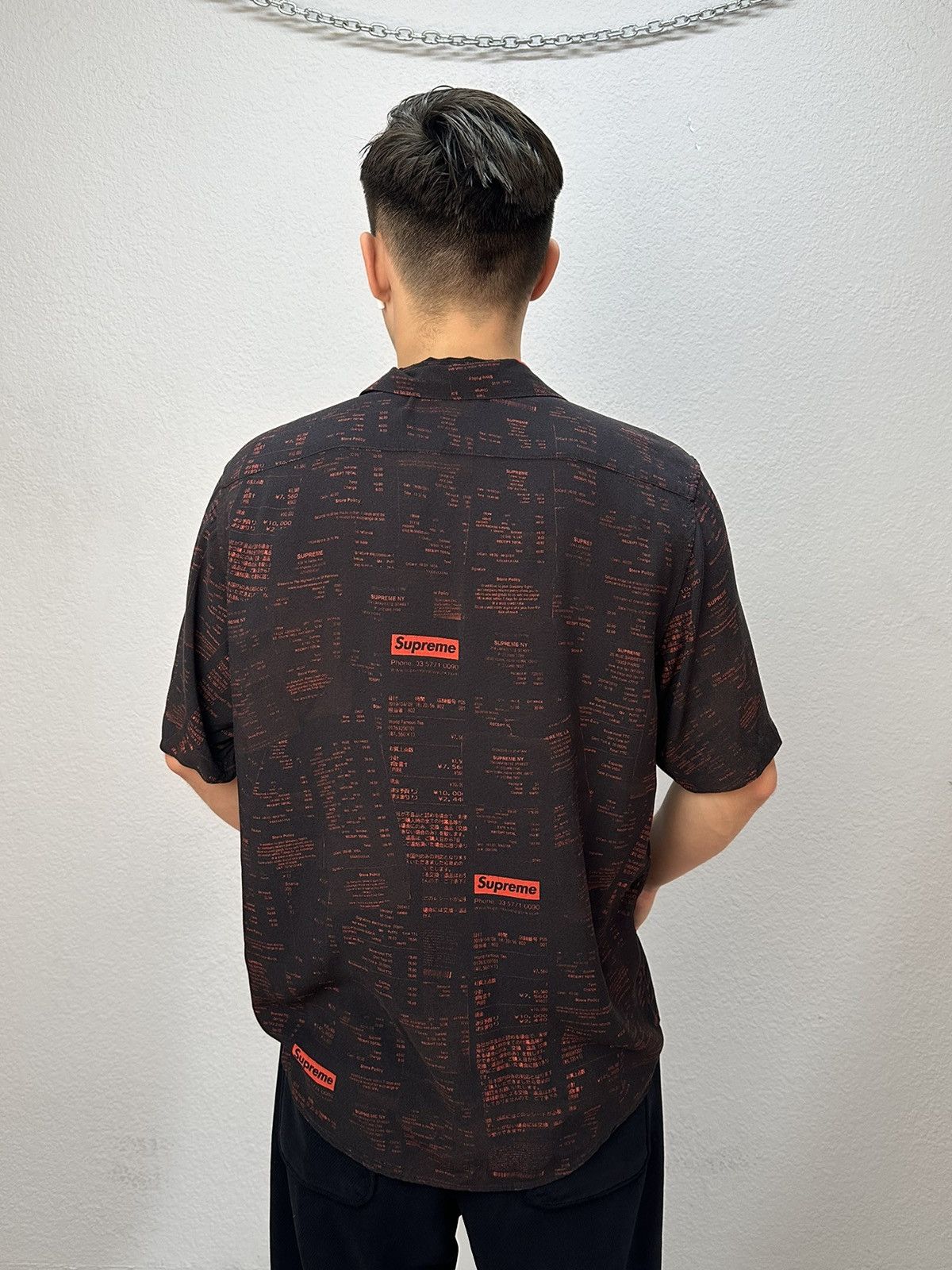Supreme Vintage Supreme Receipts Rayon Shirt Black Men FW20 VISCOSE Size US M / EU 48-50 / 2 - 14 Thumbnail