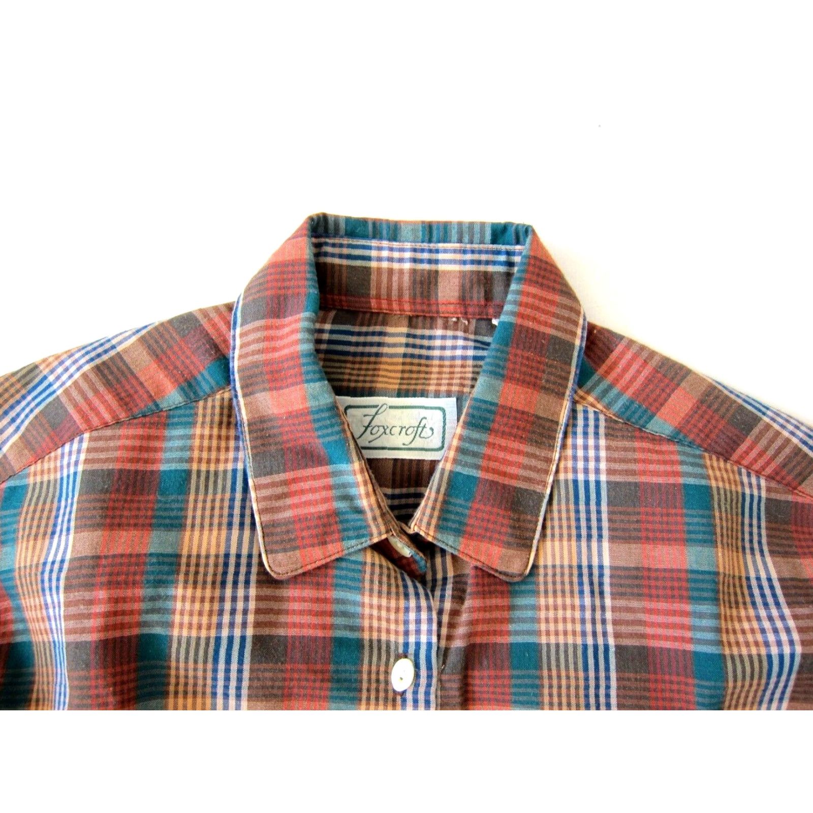 Vintage VINTAGE Foxcroft Blouse Shirt Women M Plaid Green Blue Cotton Long Sleeve Button Down Size M / US 6-8 / IT 42-44 - 3 Thumbnail