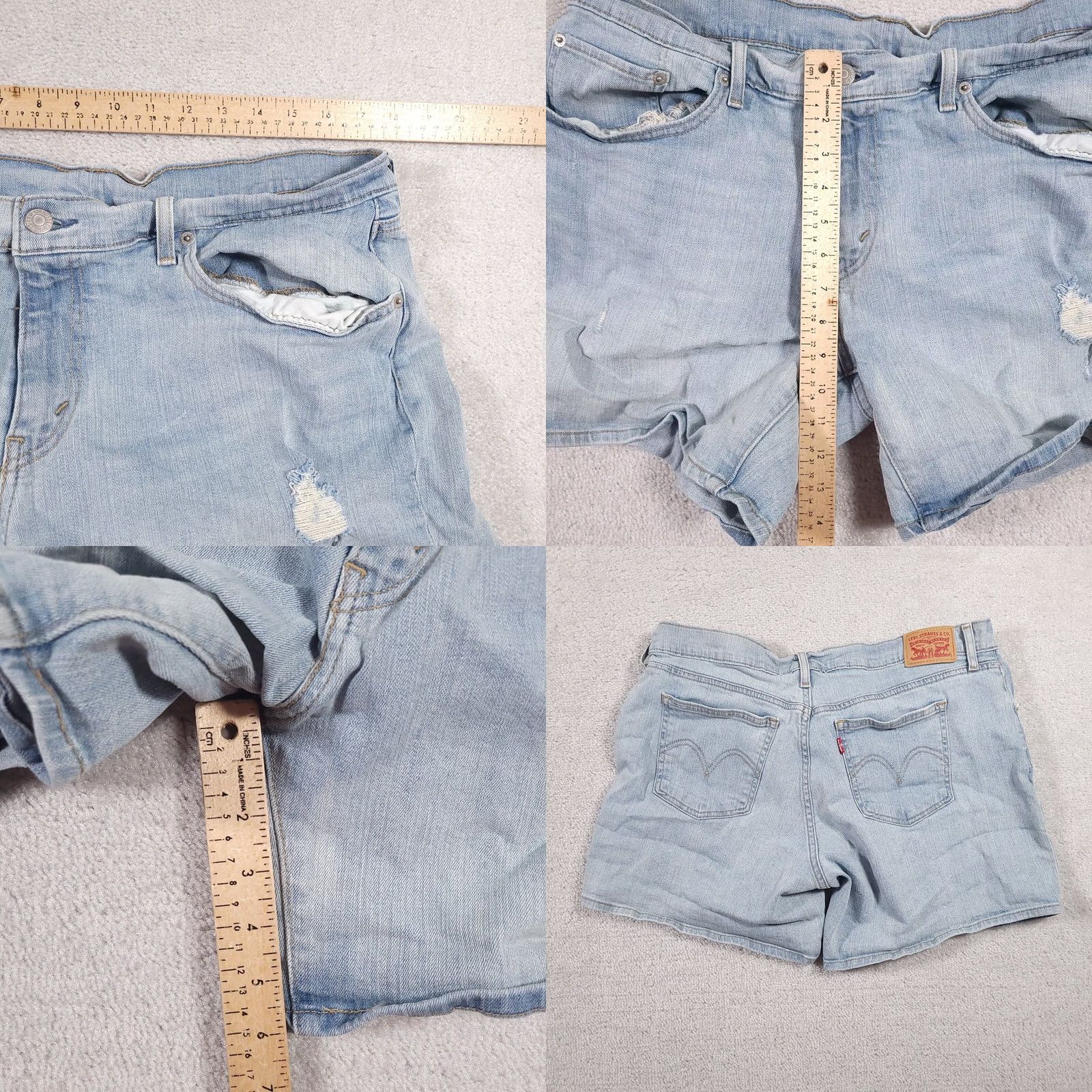 Levi's Levi's Jean Shorts Women's 34W Blue Light Wash Denim Distressed Extra Stretch Shorts Denim Light Blue 90s? Size 24" / US 00 / IT 34 - 8 Thumbnail