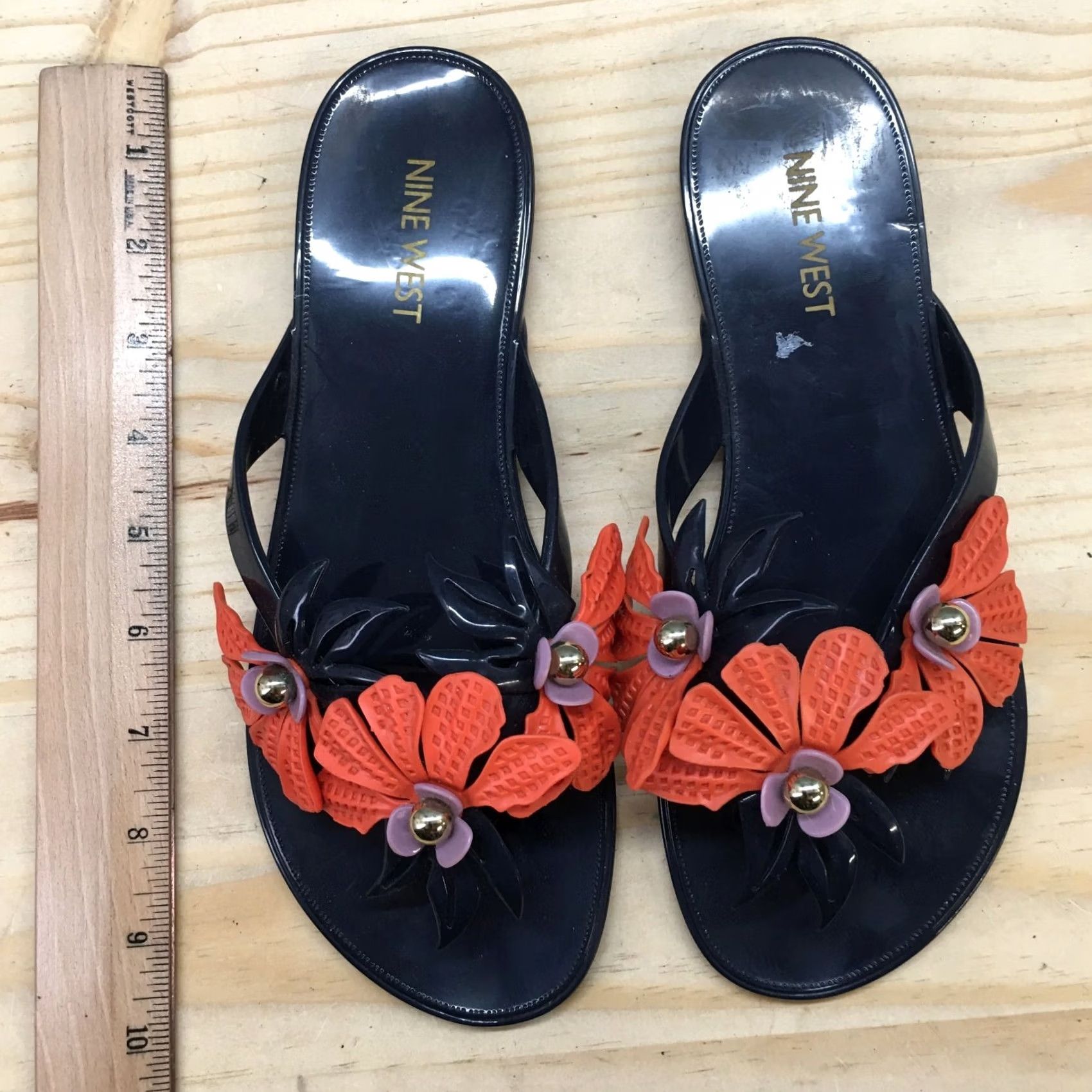 Nine West Nine West Sandal Womens 5 Flip Flop Flats Comfort Blue Orange Slip On Size US 5 / IT 35 - 6 Thumbnail