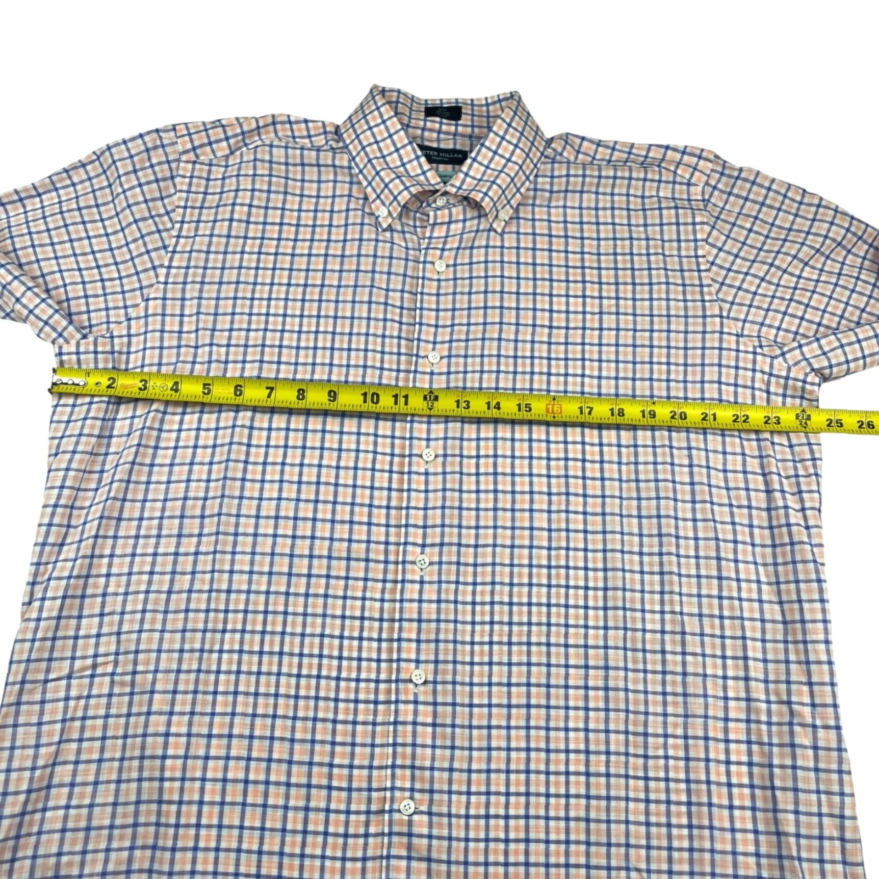 Peter Millar Peter Millar Shirt Men's Summer Chambray L/S Button Blue/Orange Plaid Large Size US L / EU 52-54 / 3 - 6 Thumbnail