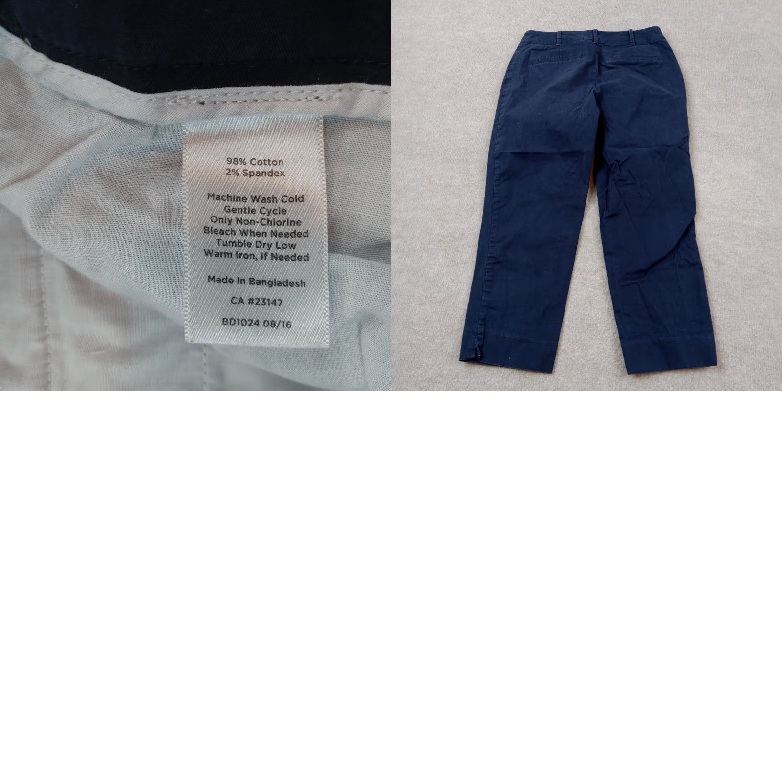 Talbots Talbots Womens Petite Blue Stretch Crop Straight Leg Pants 4P 28x21 Extra Large XL Size 28" / US 6 / IT 42 - 8 Thumbnail