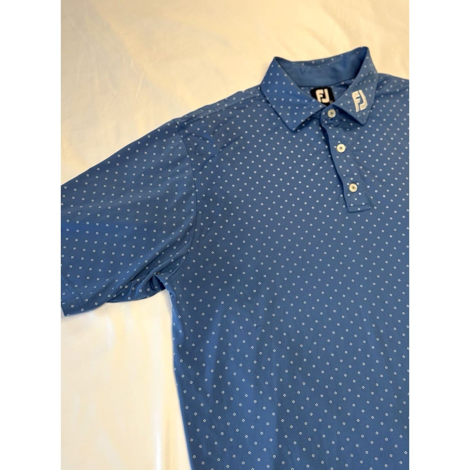 Footjoy FootJoy Polo Shirt Blue White Diamond All Over Print AOP Golf Short Sleeve Regular Mens L Size US L / EU 52-54 / 3 - 3 Thumbnail