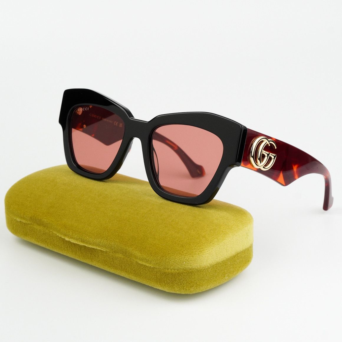 NEW Gucci GG1422S 005 Black Havana Rust Square Women Sunglasses GG 1422S Gucci Women AUTHENTIC Sunglasses Black Havana Rust Square  main image 4