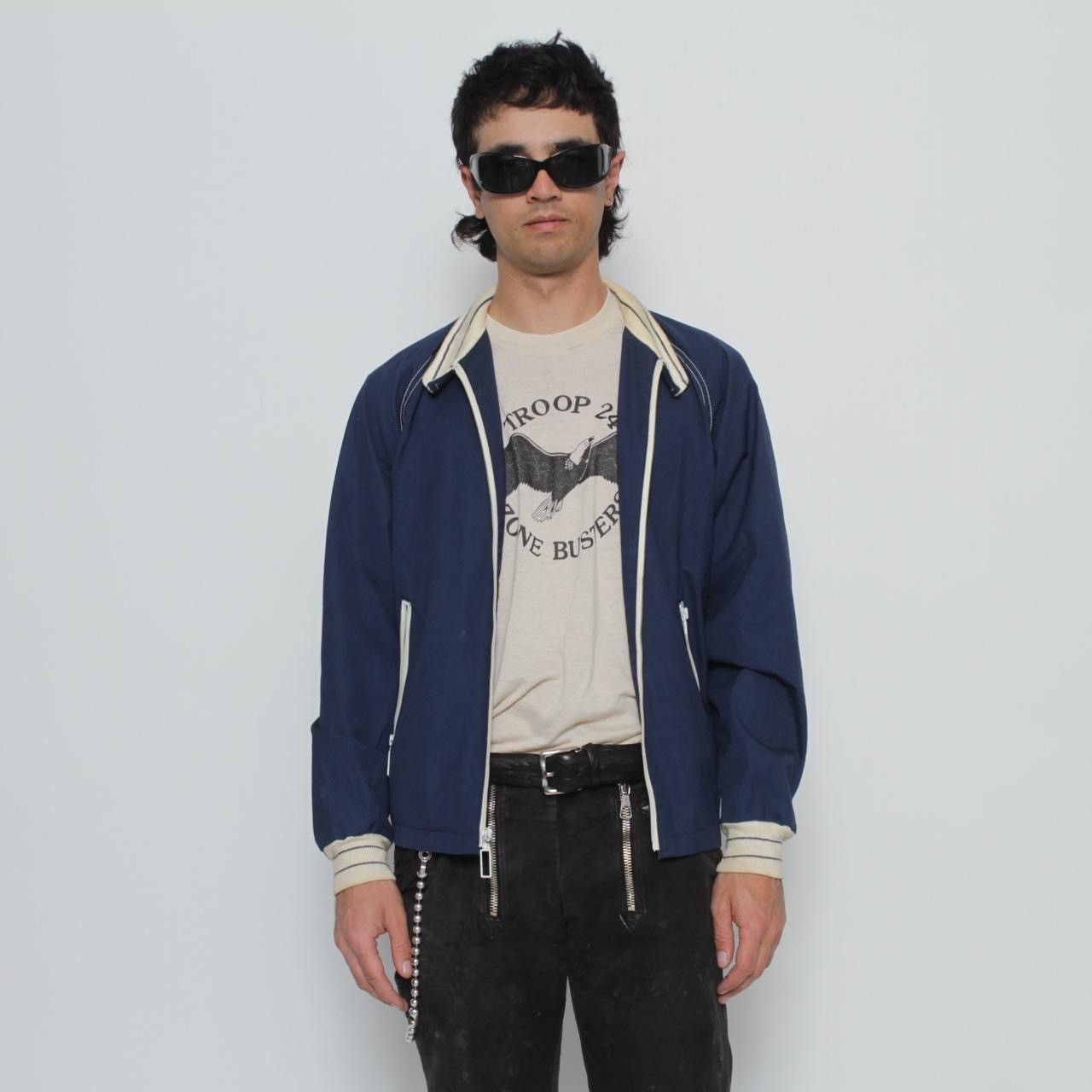 Vintage 70’S BLUE WITH WHITE CONTRAST TRIM LIGHTWEIGHT ZIP UP JACKET Size US M / EU 48-50 / 2 - 1 Thumbnail