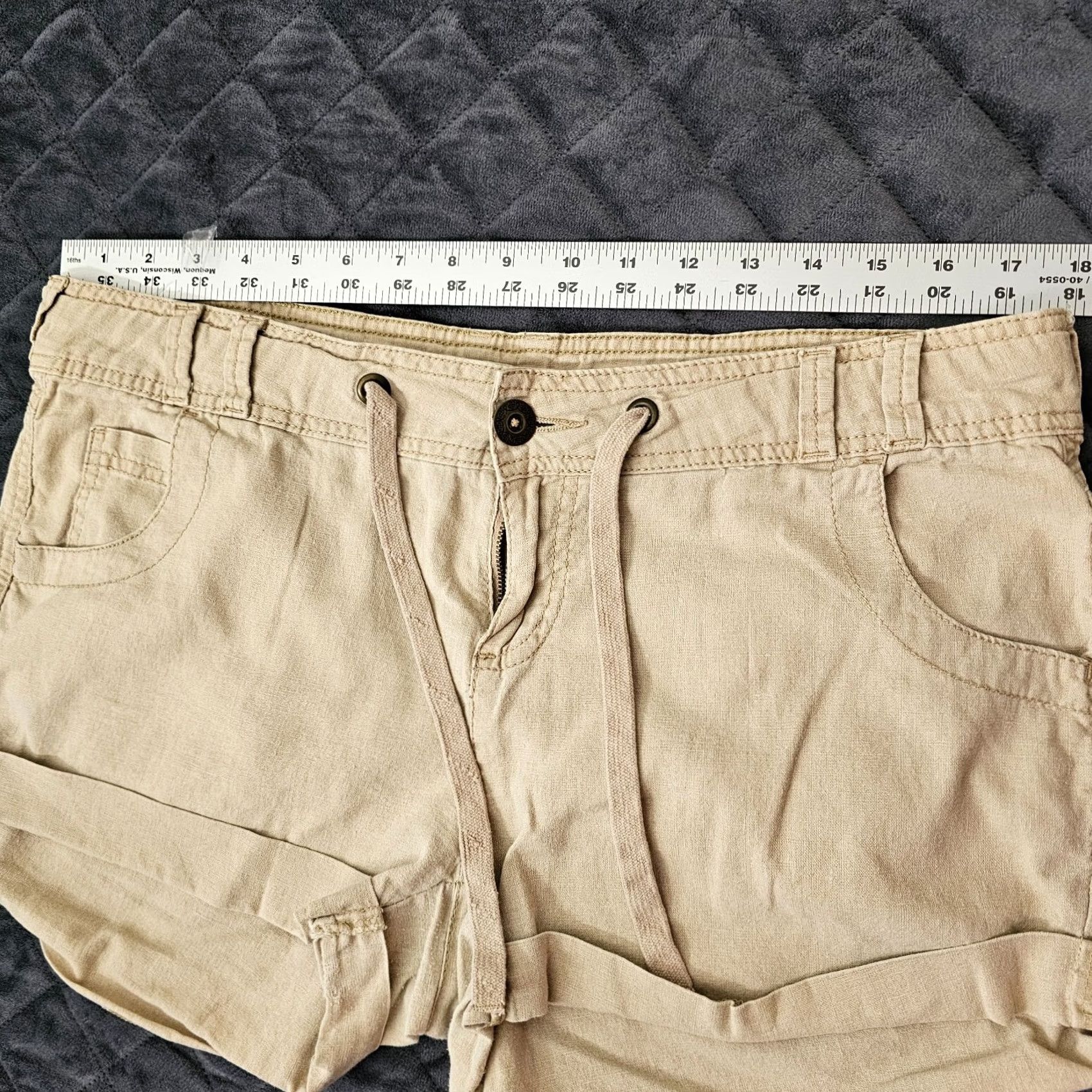 Route 66 Route 66 Women Linen Shorts Size 10 Beig e Casual Outdoor Beach Shorts Beige Women) Size 32" / US 10 / IT 46 - 3 Thumbnail
