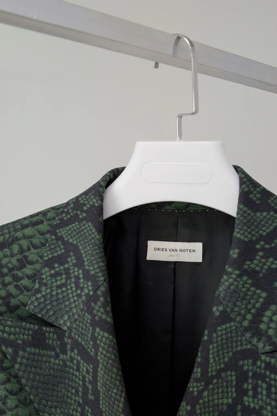 Dries Van Noten AW/20 Green Snake Skin Print Blazer
