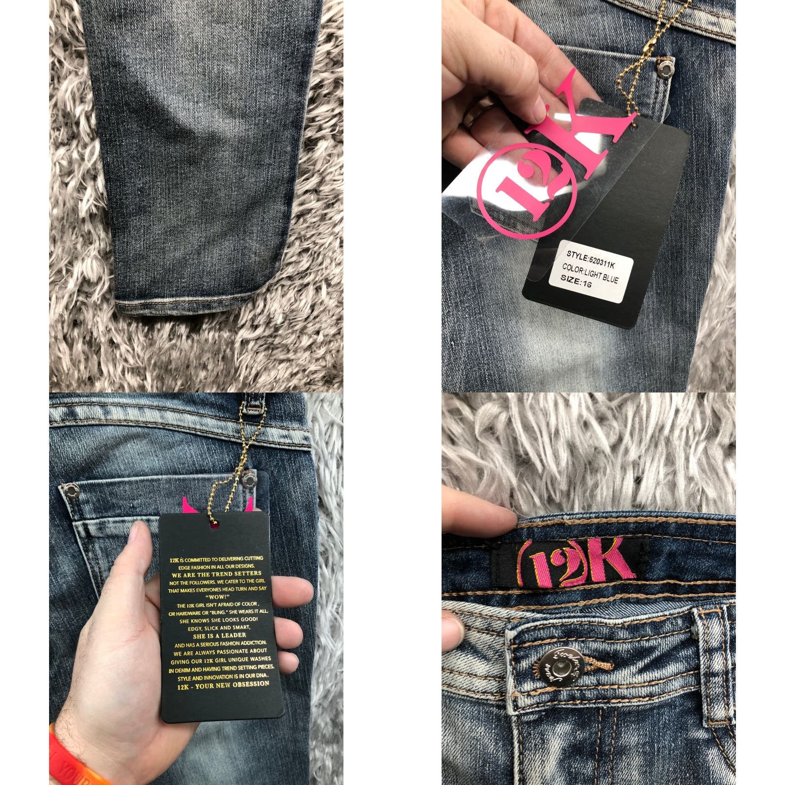 Denime 12K Jeans Womens Size 16 Mid Rise Dark Wash Blue Denim Straight Leg Size 38" / US 16 / IT 52 - 8 Thumbnail