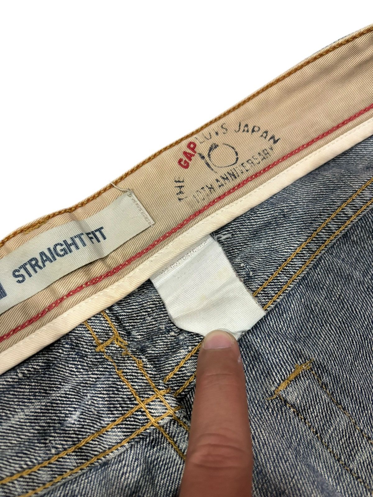 14th Addiction × Gap × Japanese Brand 90s Vtg GAP 10th Anniversary Distressed Faded Straight Jeans Size US 35 - 7 Thumbnail