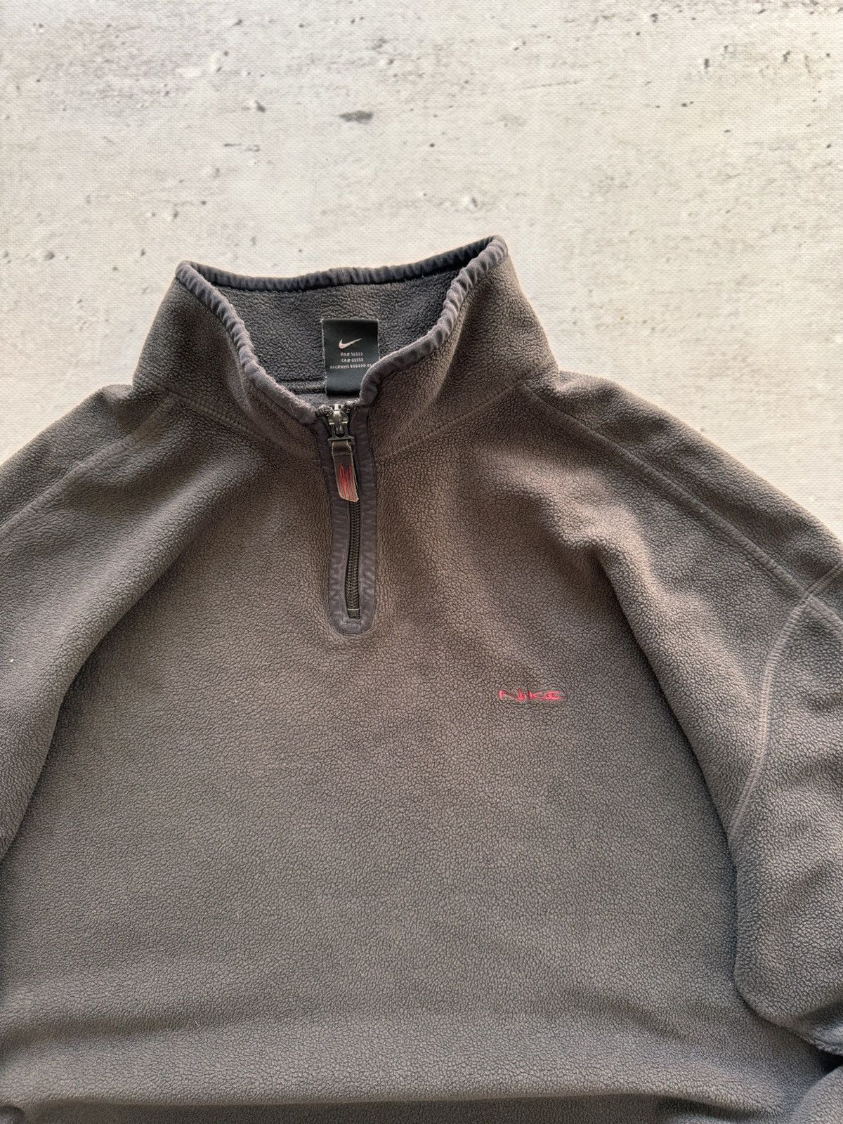 Nike × Vintage NIKE TEDDY 1/3 ZIP VINTAGE BASIC LOGO OVERSIZE SWEATSHIRT Size US XL / EU 56 / 4 - 4 Thumbnail