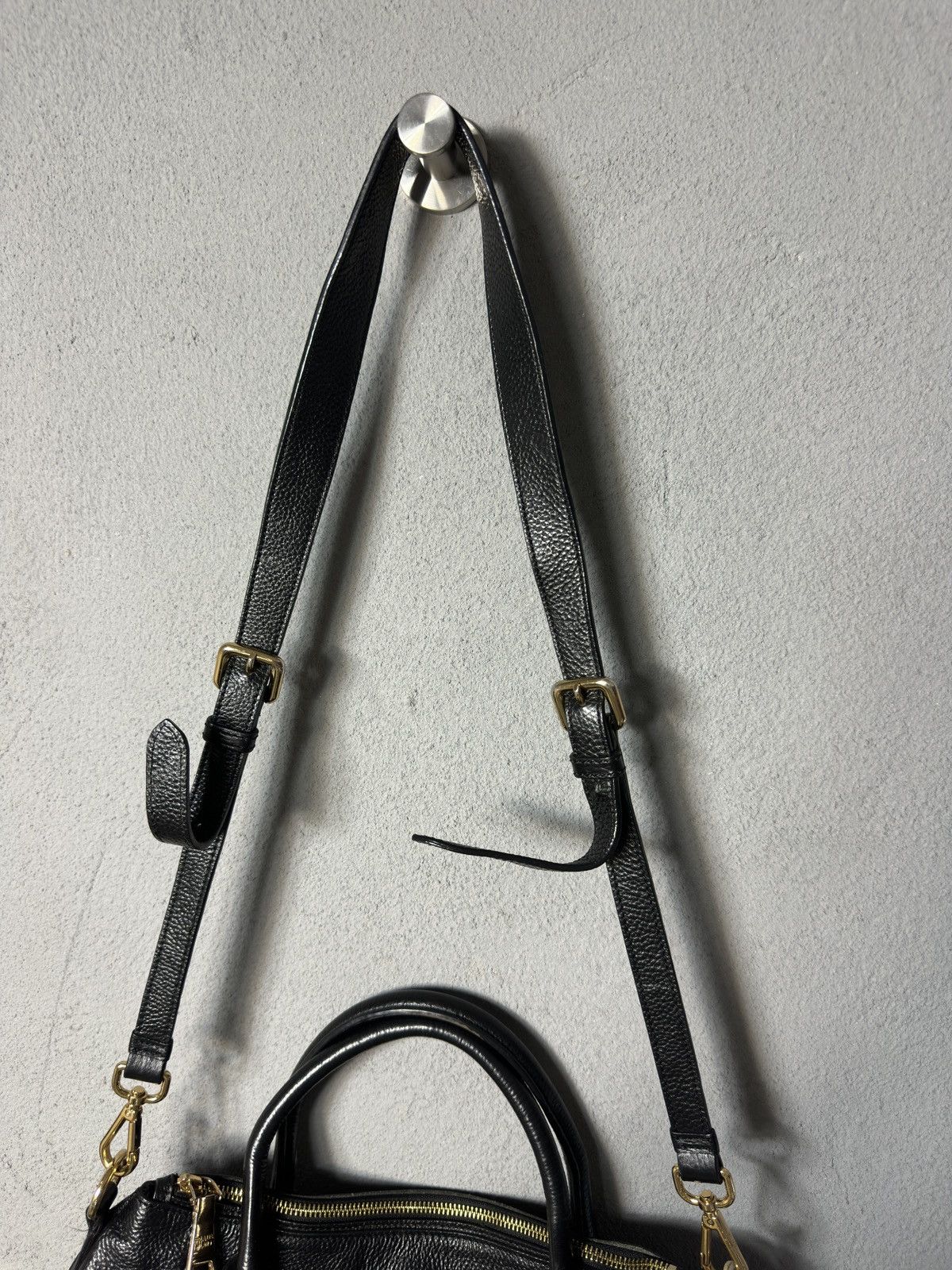 Designer × Prada Prada Black Vitello Daino Leather Sacca 2 Manici Hobo Bag Size ONE SIZE - 3 Thumbnail