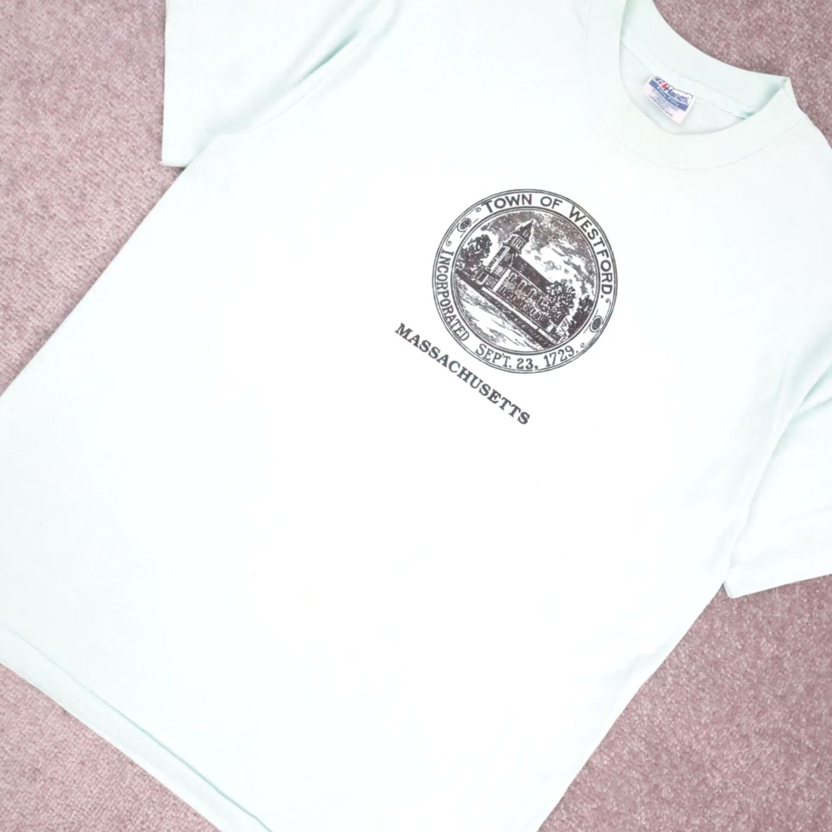 Vintage VINTAGE USA Westford Massachusetts T-Shirt Large Blue Short Sleeve 80s 90s Mens Size US L / EU 52-54 / 3 - 6 Thumbnail