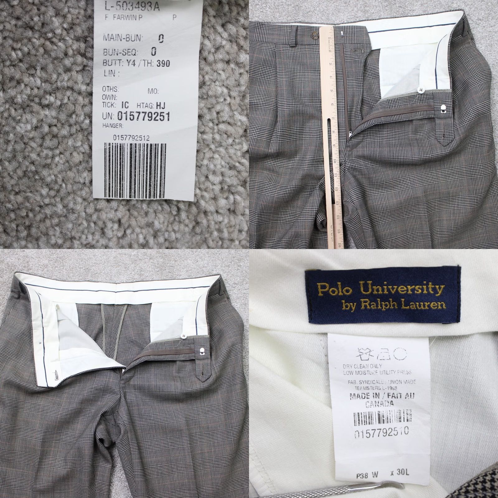 Polo Ralph Lauren VTG Polo University Ralph Lauren Pants Mens 38x30 Gray Wool Pleated Cuffed Dress Pants Front Zipper White Logo Check 90s City Preppy Mens Size US M / EU 48-50 / 2 - 8 Thumbnail
